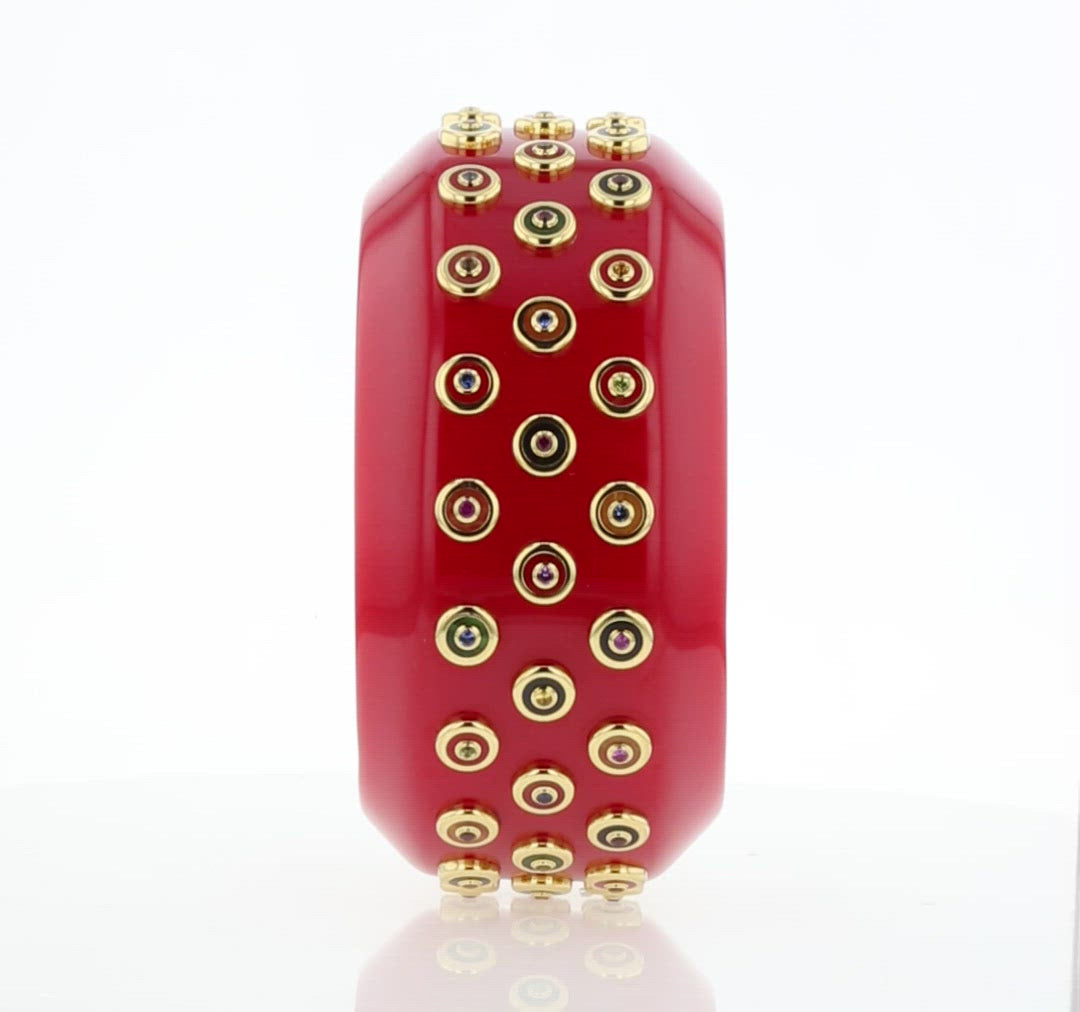 Marilyn III Bangle | Spectacular bakelite bangle with inlay and stones.