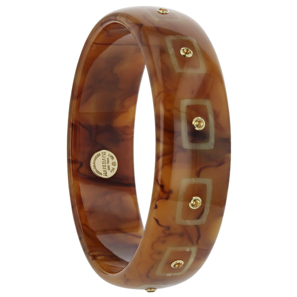 Aria Bangle | Marbled bakelite bangle with inlay and stones. Great as a neutral piece.