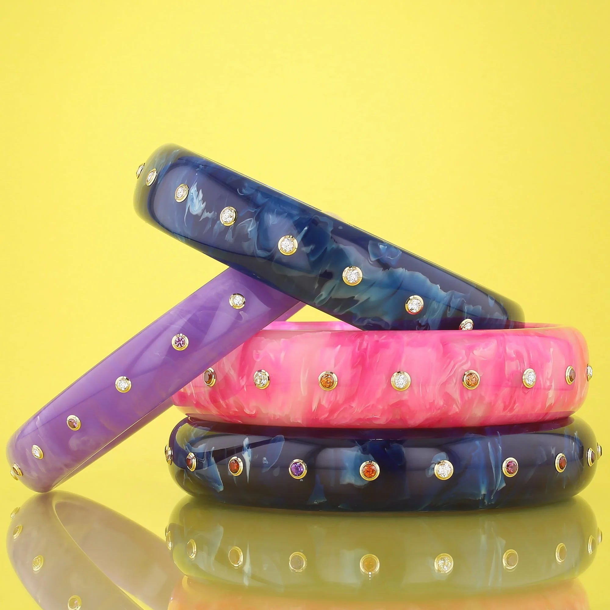 Evelyn Bangle | Light purple bakelite with stones. 