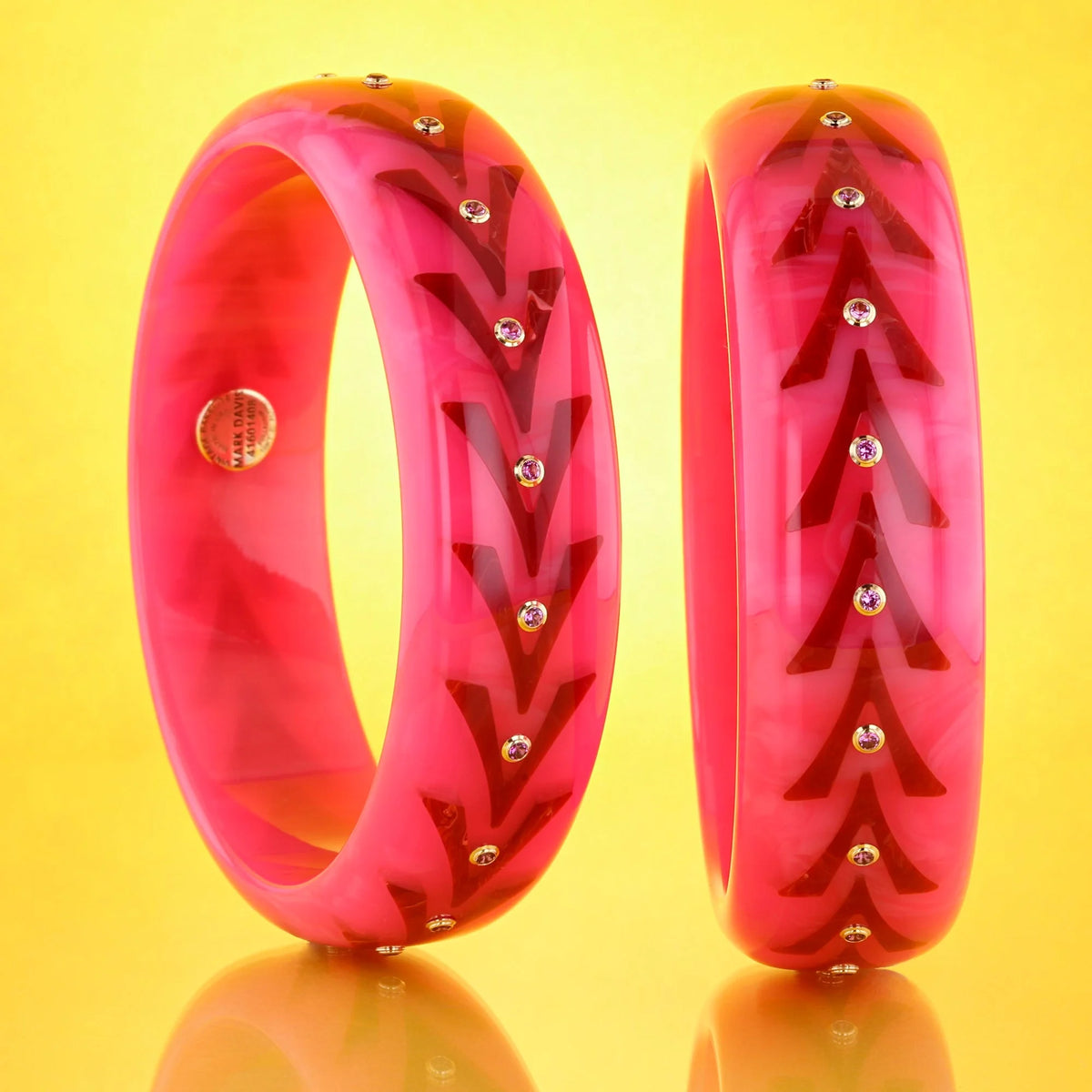 Marlowe Bangle | Bakelite With Inlay And Stones.