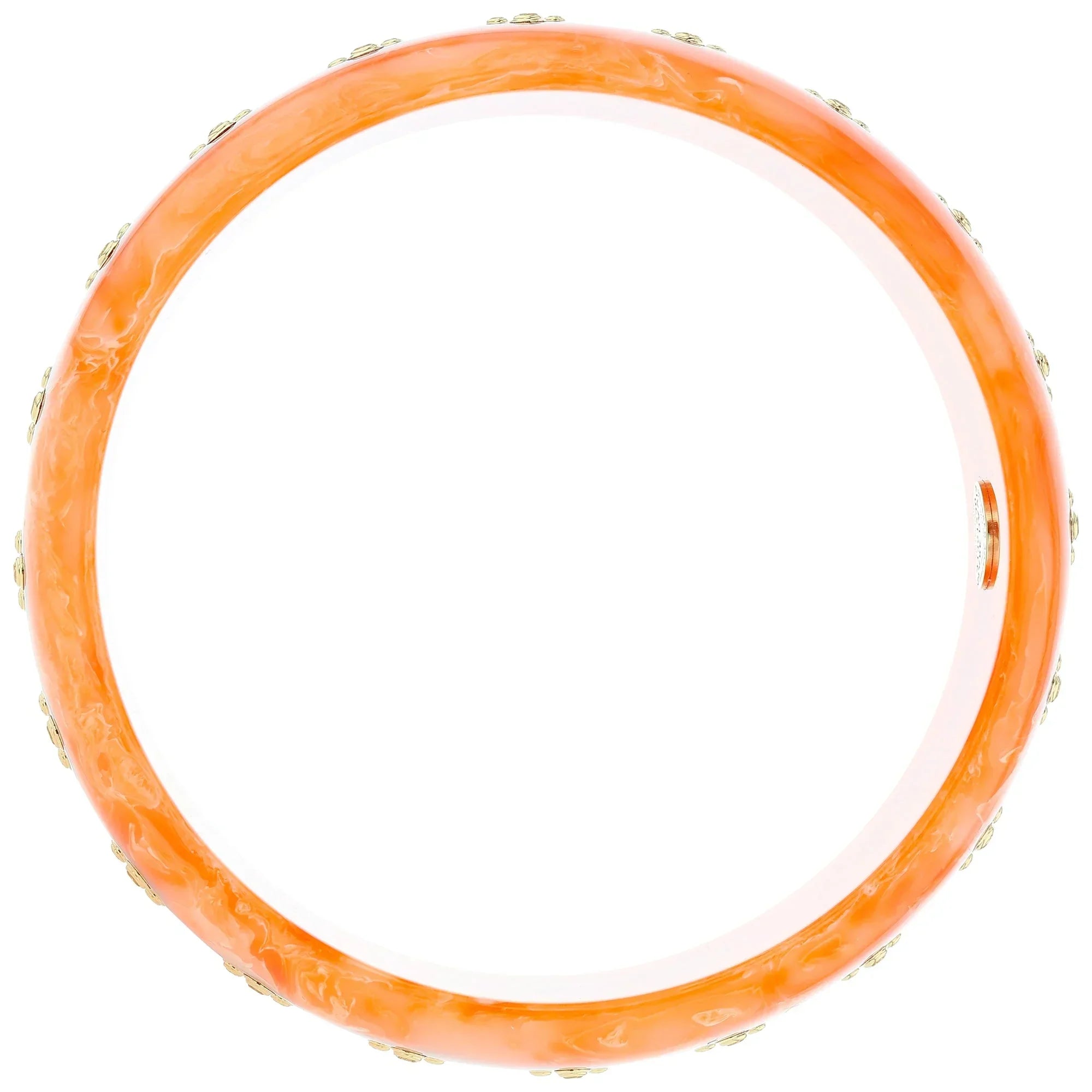 Adler Bangle | Brilliant orange bakelite with inlay and stones.