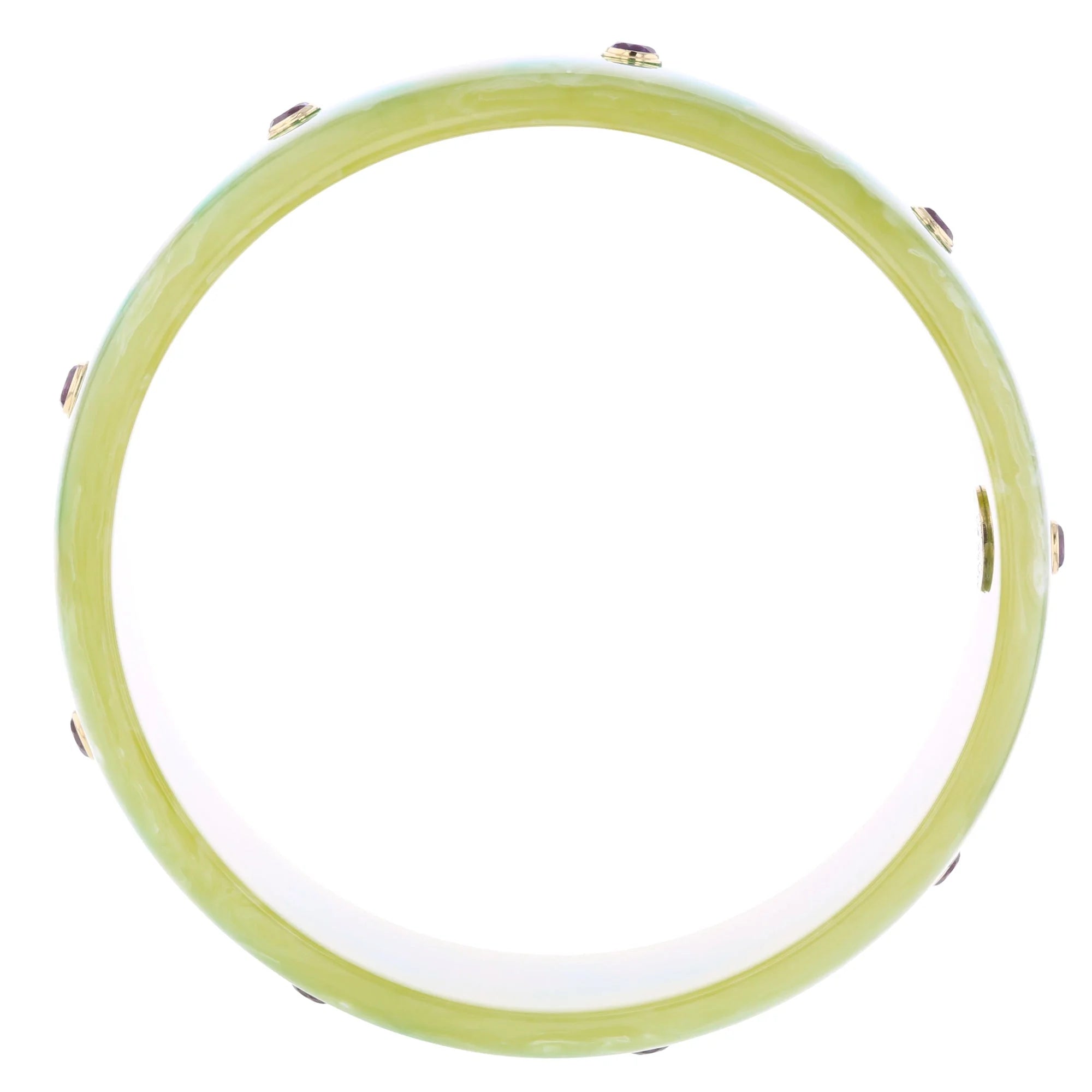 Alyssa Bangle | Light hearted bakelite with stylized floral inlay and stones.
