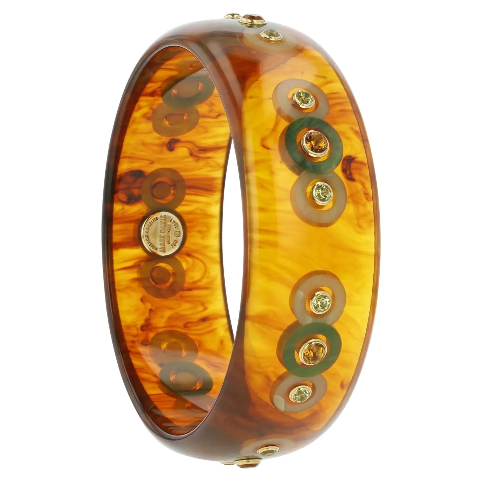 Amelia Bangle | Tortoiseshell color bangle with inlay and stones.