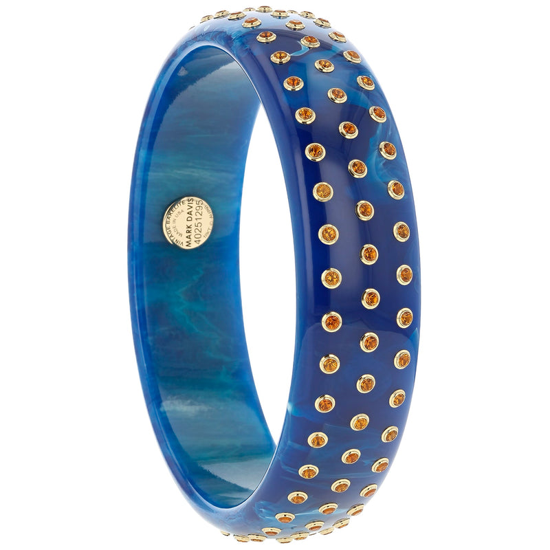 Anne Bangle | Blue bangle set with rows of citrine.