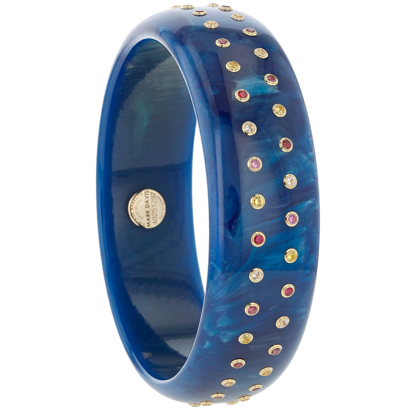 Anne Bangle | Blue bangle with two parallel rows of stones.