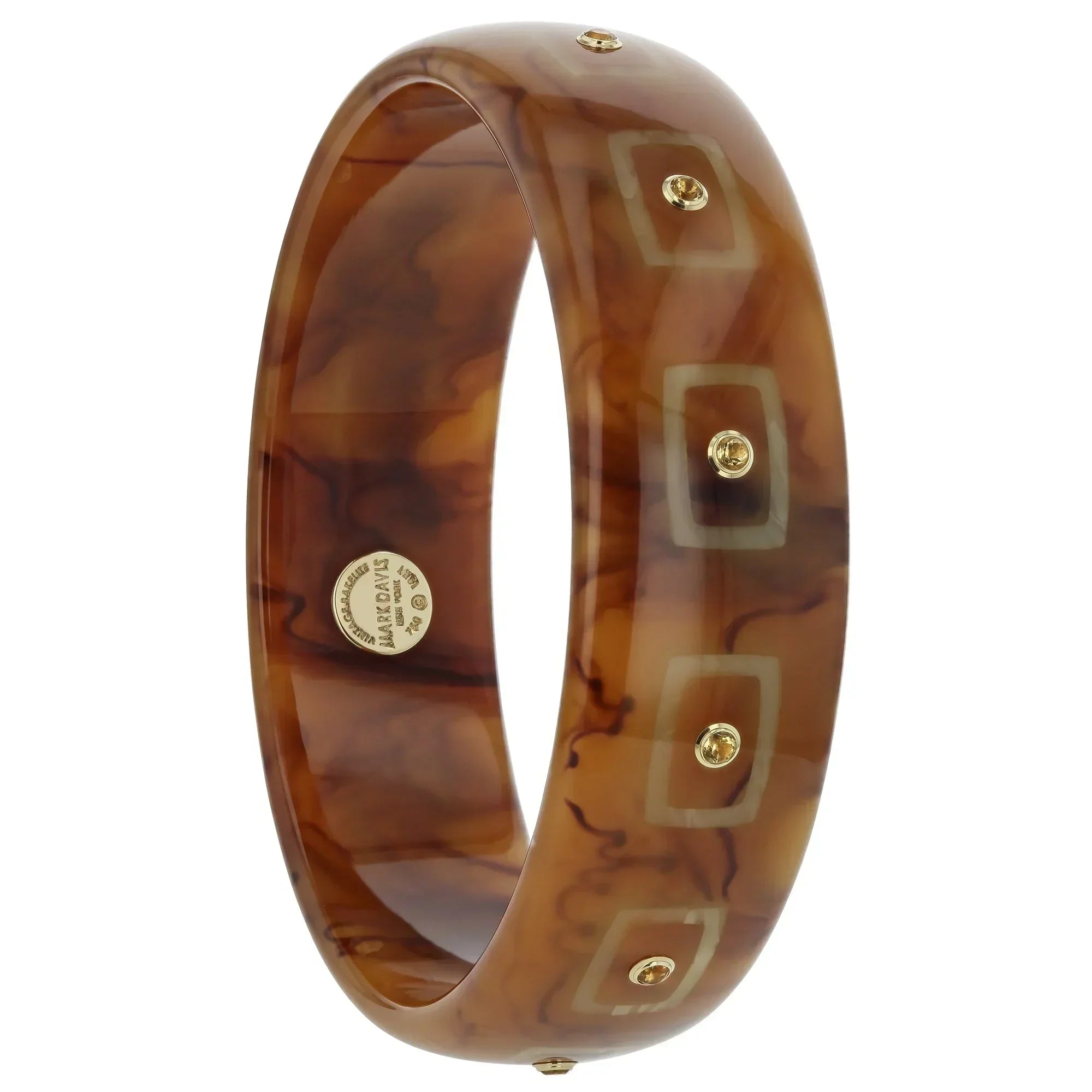Aria Bangle | Neutral piece bakelite with inlay and stones.