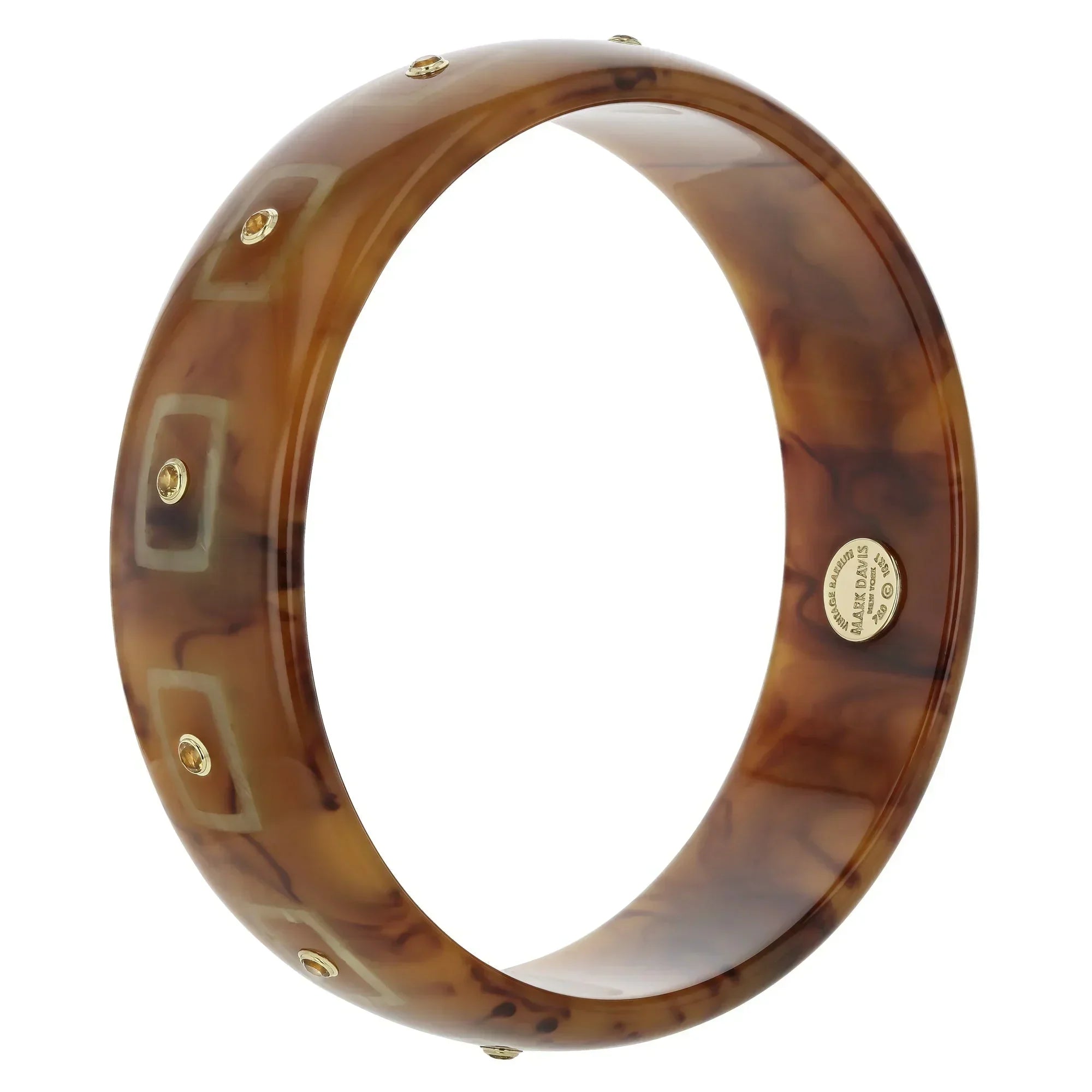 Aria Bangle | Neutral Piece Bakelite with Inlay and Stones.