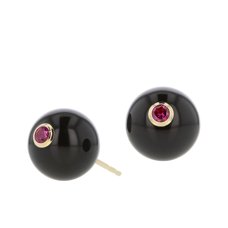 Audre Earrings | Bakelite stud earrings with rubies.