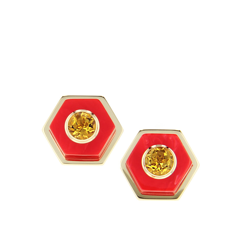 Ava Earrings | Carnelian red stud earrings with stones.