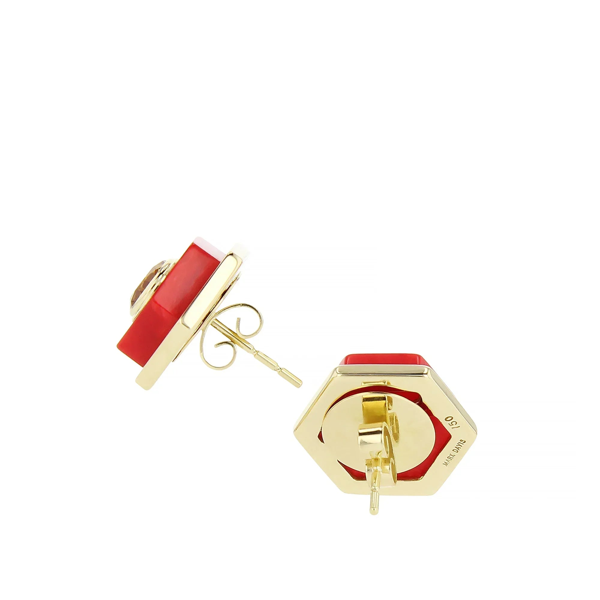 Ava Earrings | Carnelian red stud earrings with stones.