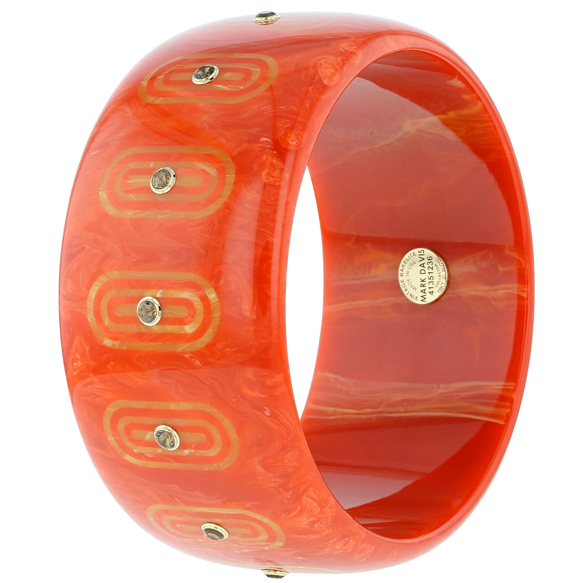 Beatrice Bangle | Bakelite With Inlay And Stones.