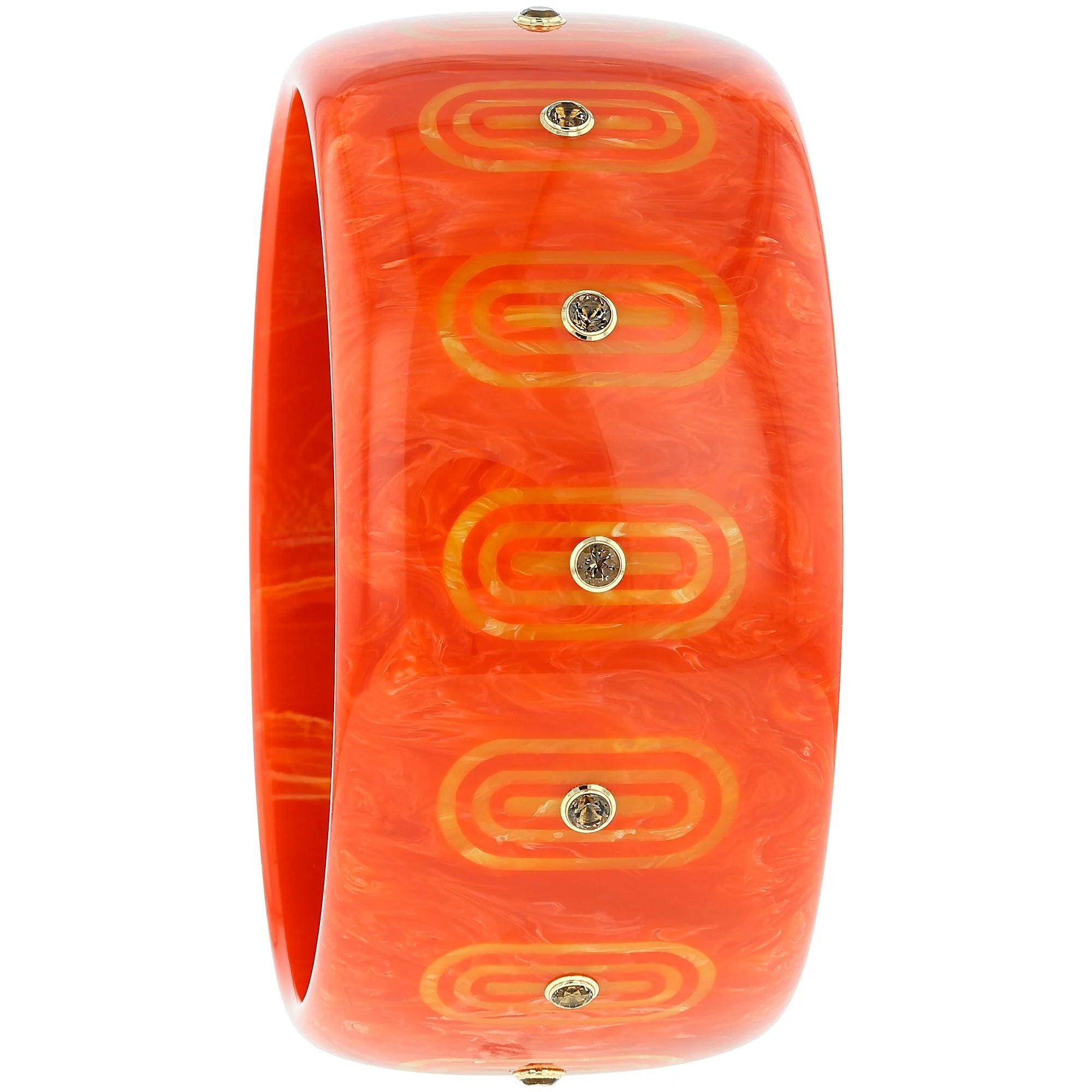 Beatrice Bangle | Bakelite With Inlay And Stones.
