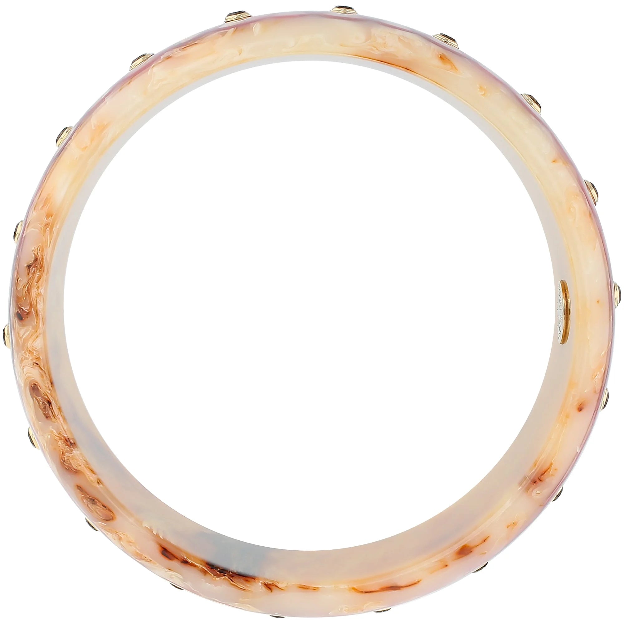 Blenda Bangle | Cream marbled bakelite with inlay and stones. 