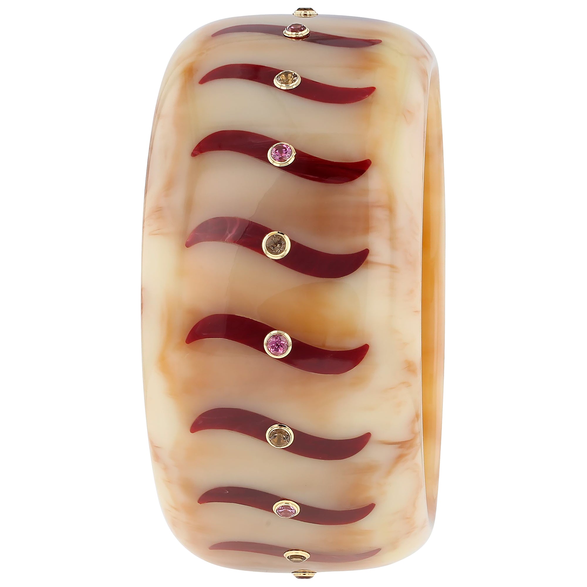 Bliss Bangle | Bakelite with inlay and stones. 