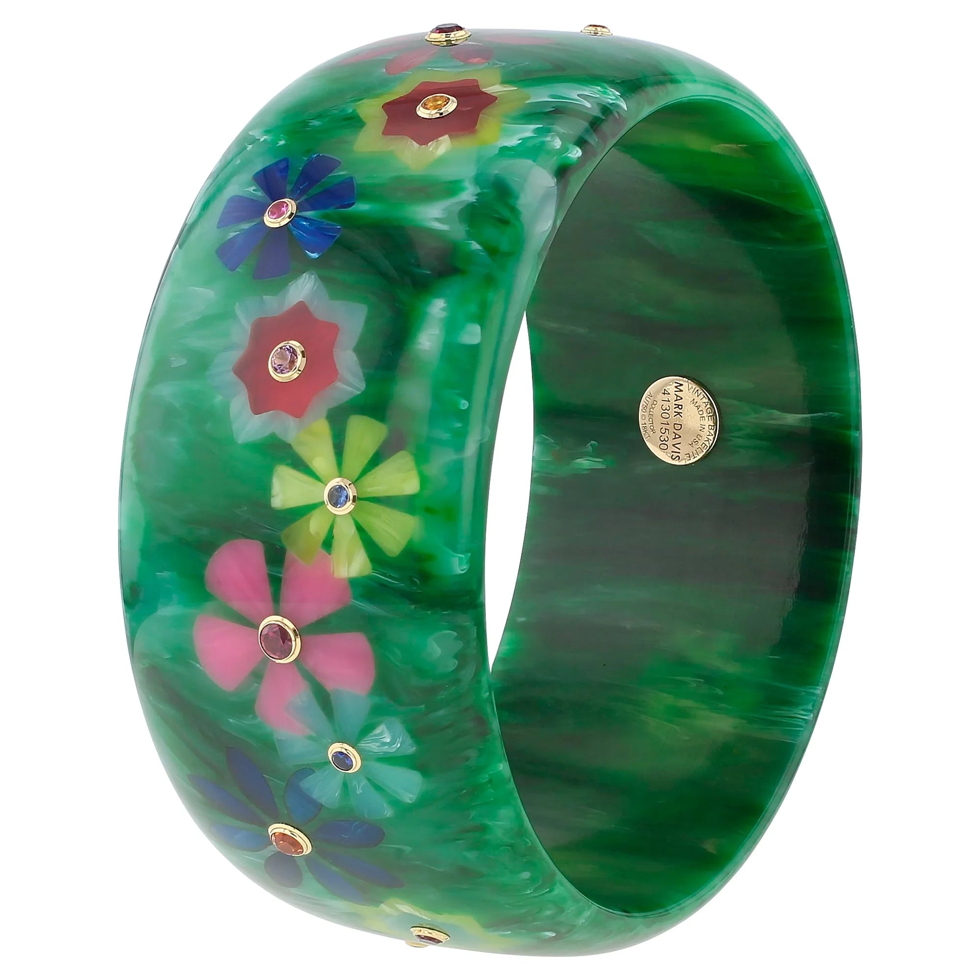 Blossom Bangle | Bakelite with inlay and stones. 