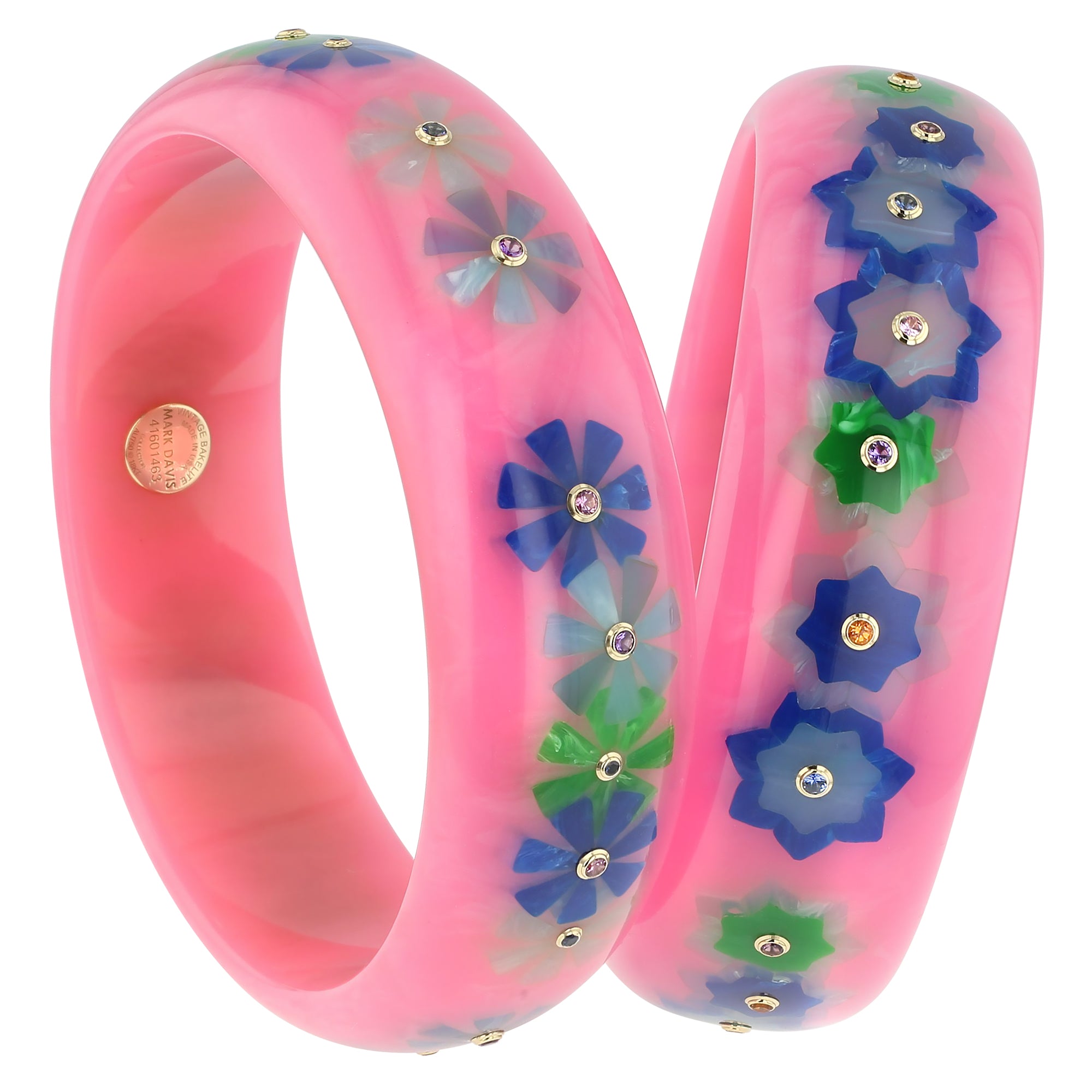 Blossom Bangle | Bakelite with inlay and stones. 