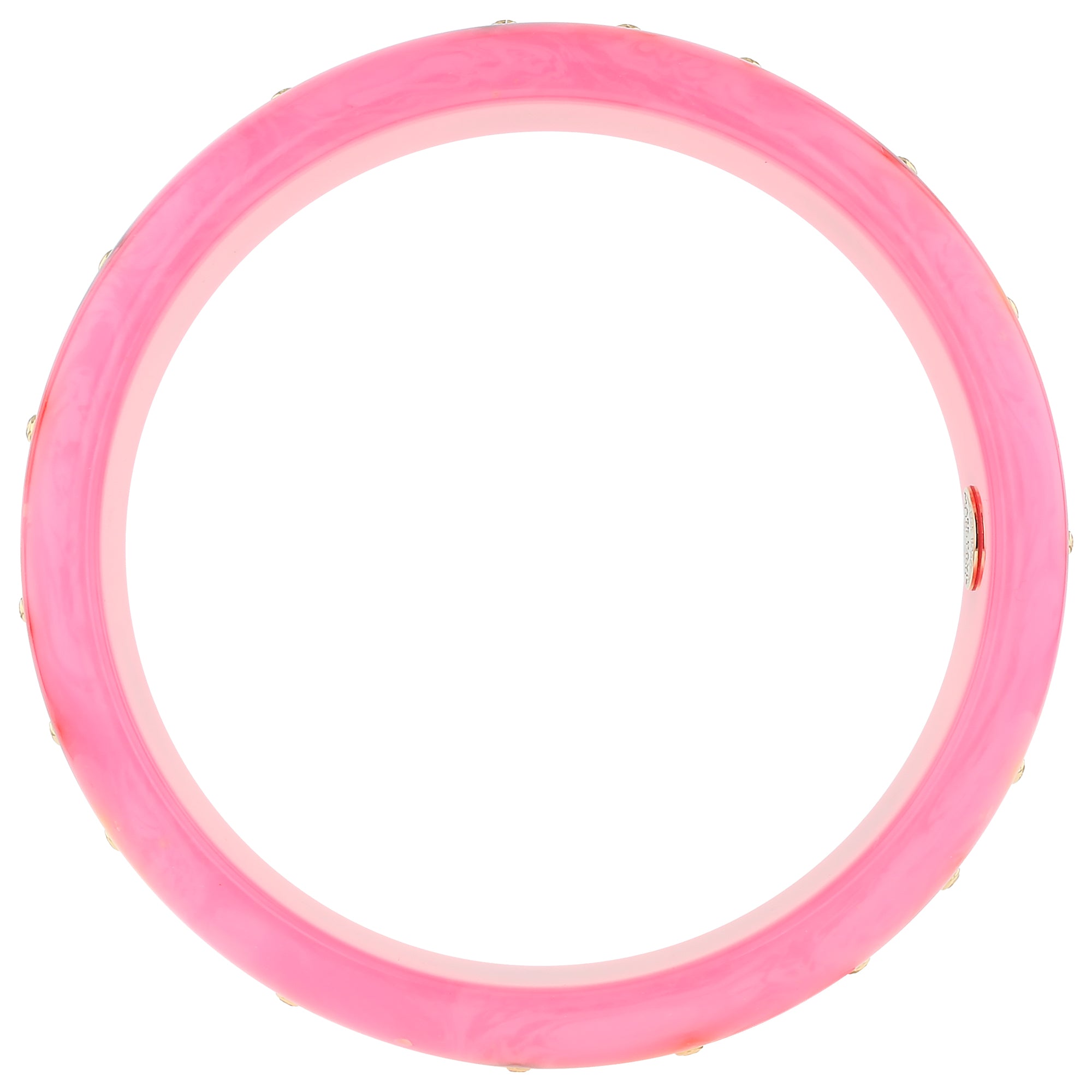 Blossom Bangle | Warm pink bakelite with inlay and stones.