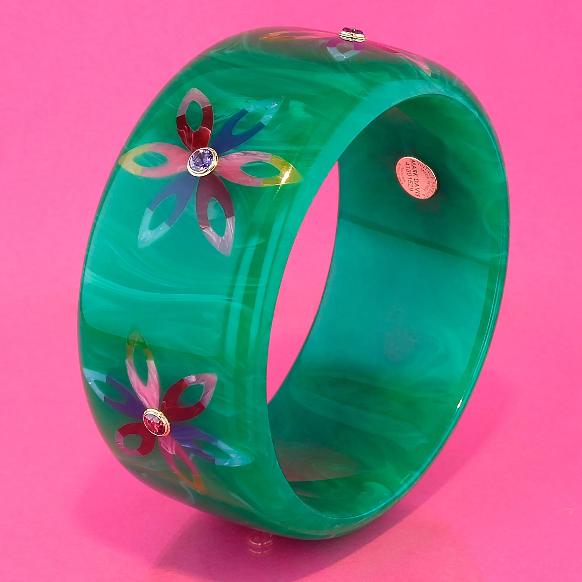 Bluma Bangle | Bakelite with inlay and stones. 