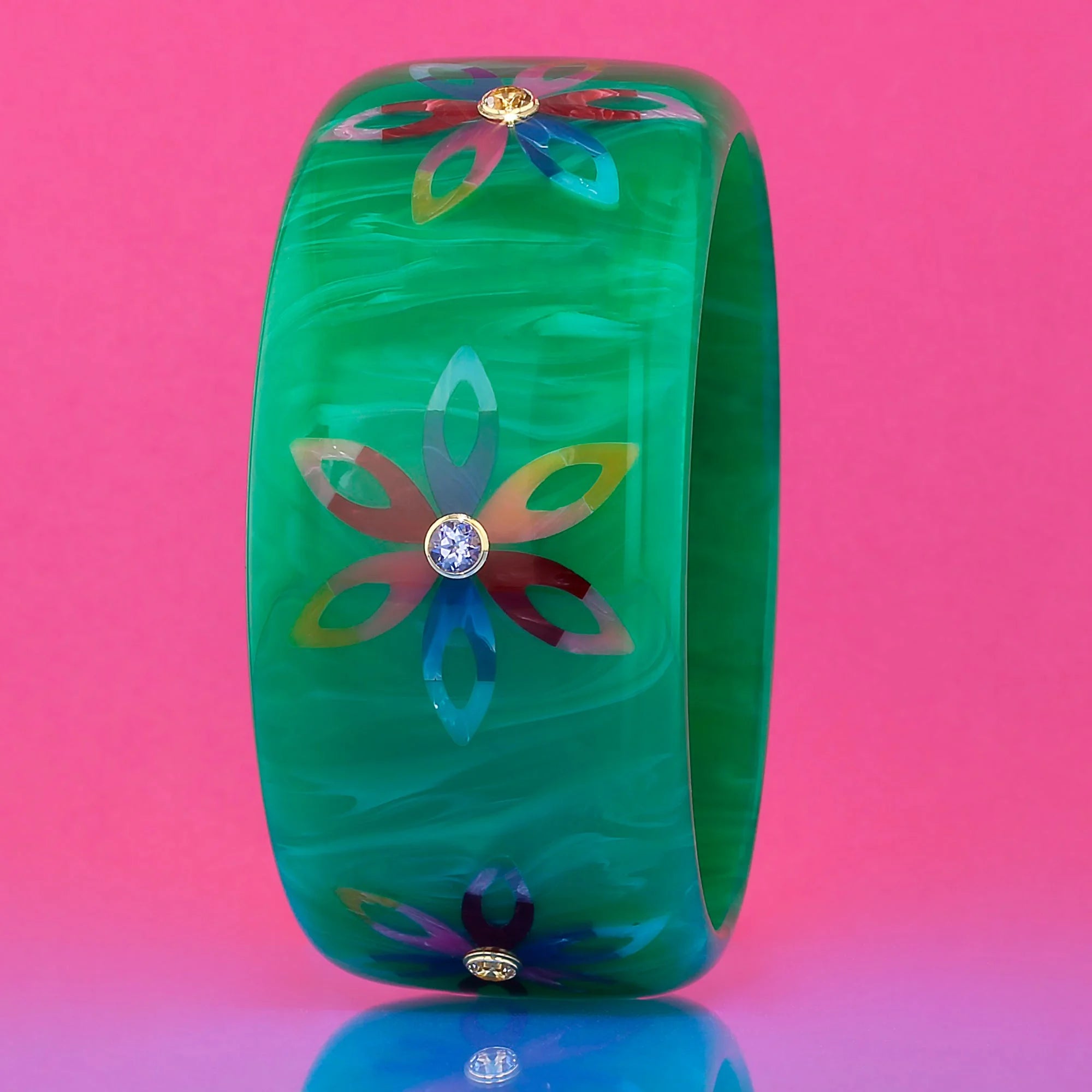 Bluma Bangle | Bakelite with inlay and stones. 