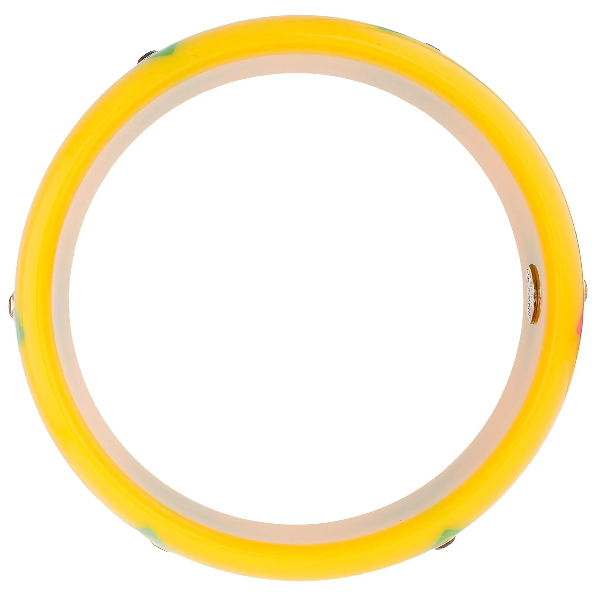 Bluma Bangle | Vivid yellow bakelite with inlay and stones.