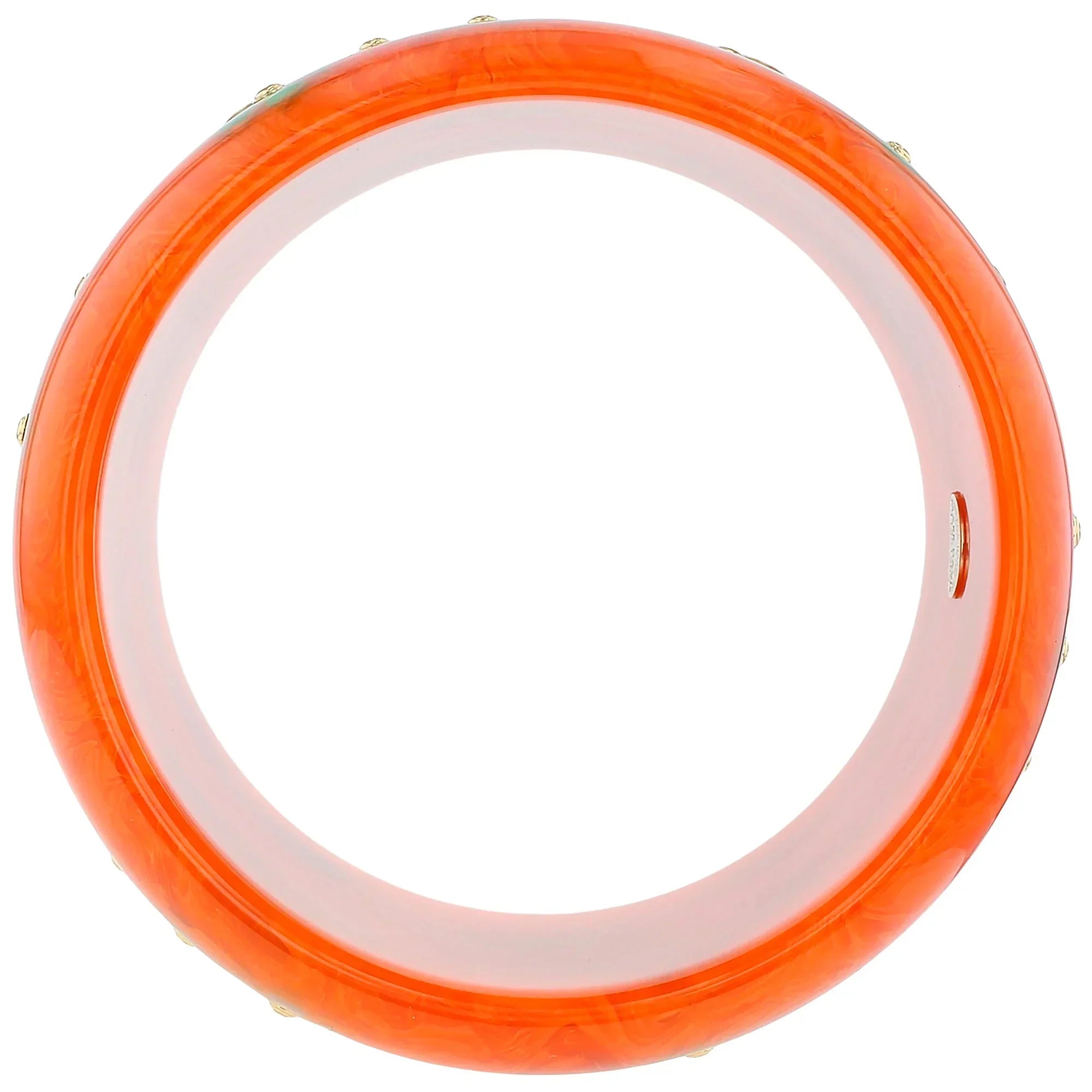 Bluma Bangle | Saturated orange bakelite with inlay and stones.
