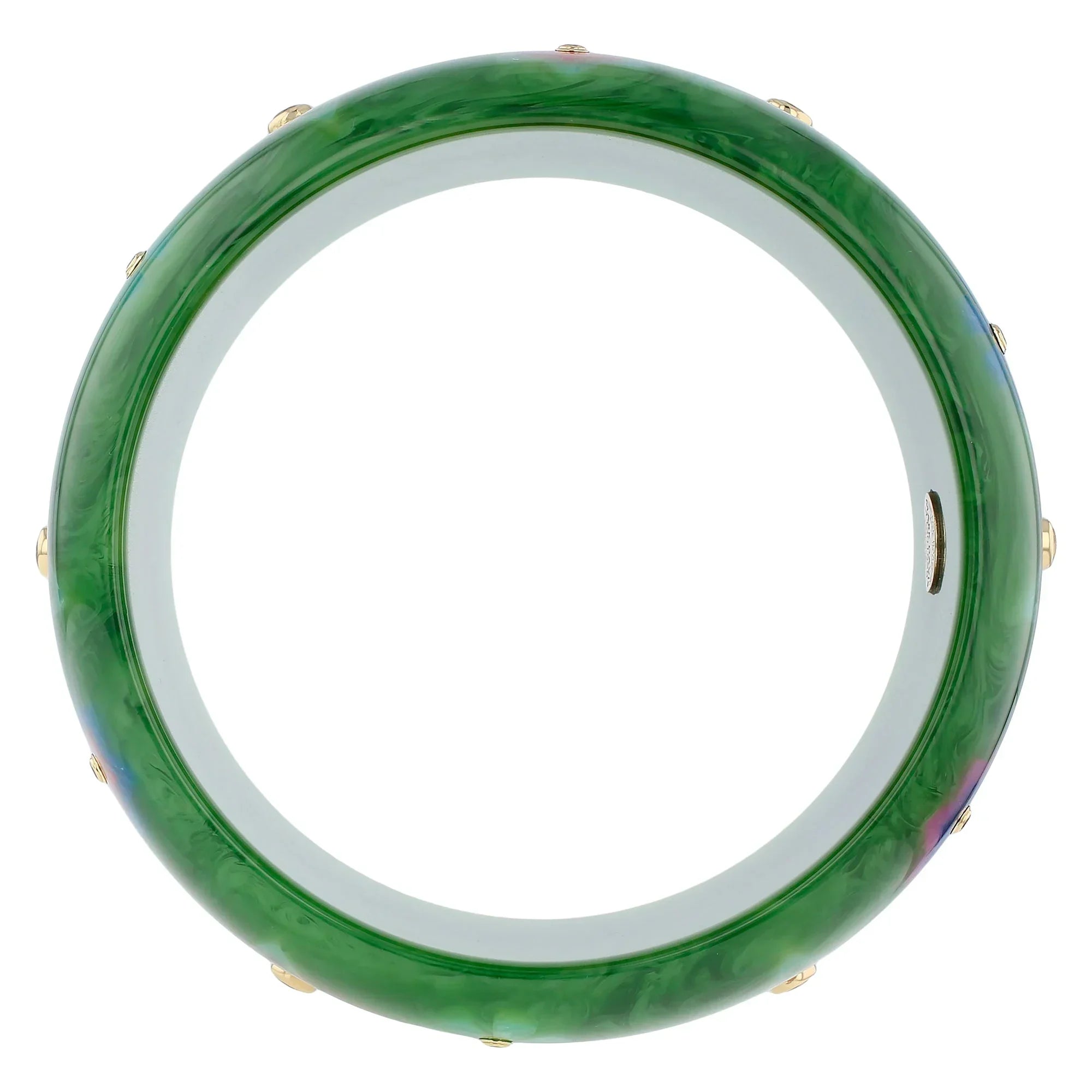 Bluma Bangle | Forest green bakelite with inlay and stones.