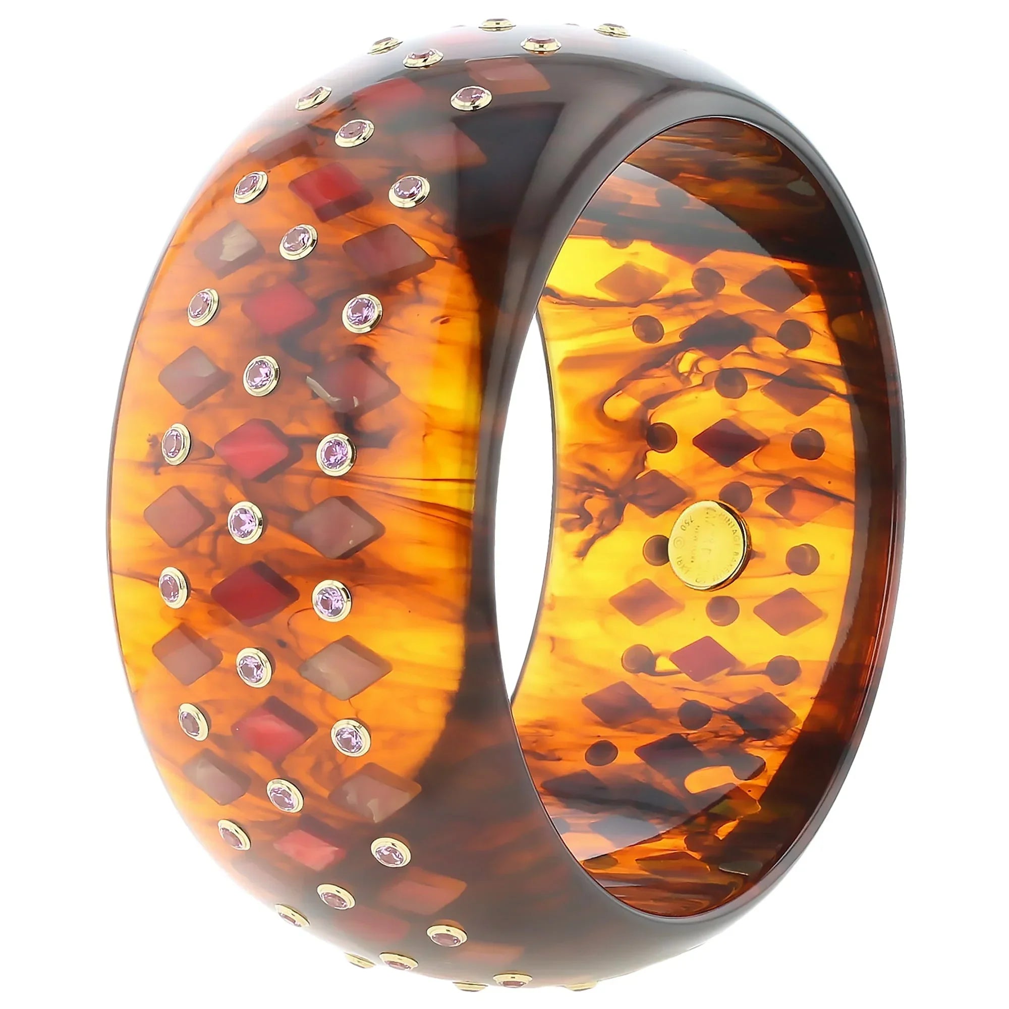 Bonie Bangle | Bakelite with stylized lattice inlay and stones.