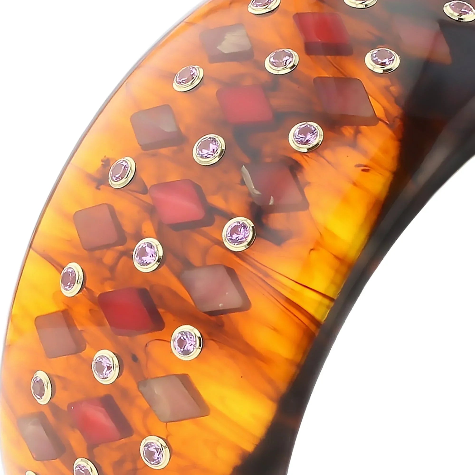 Bonie Bangle | Bakelite with stylized lattice inlay and stones.