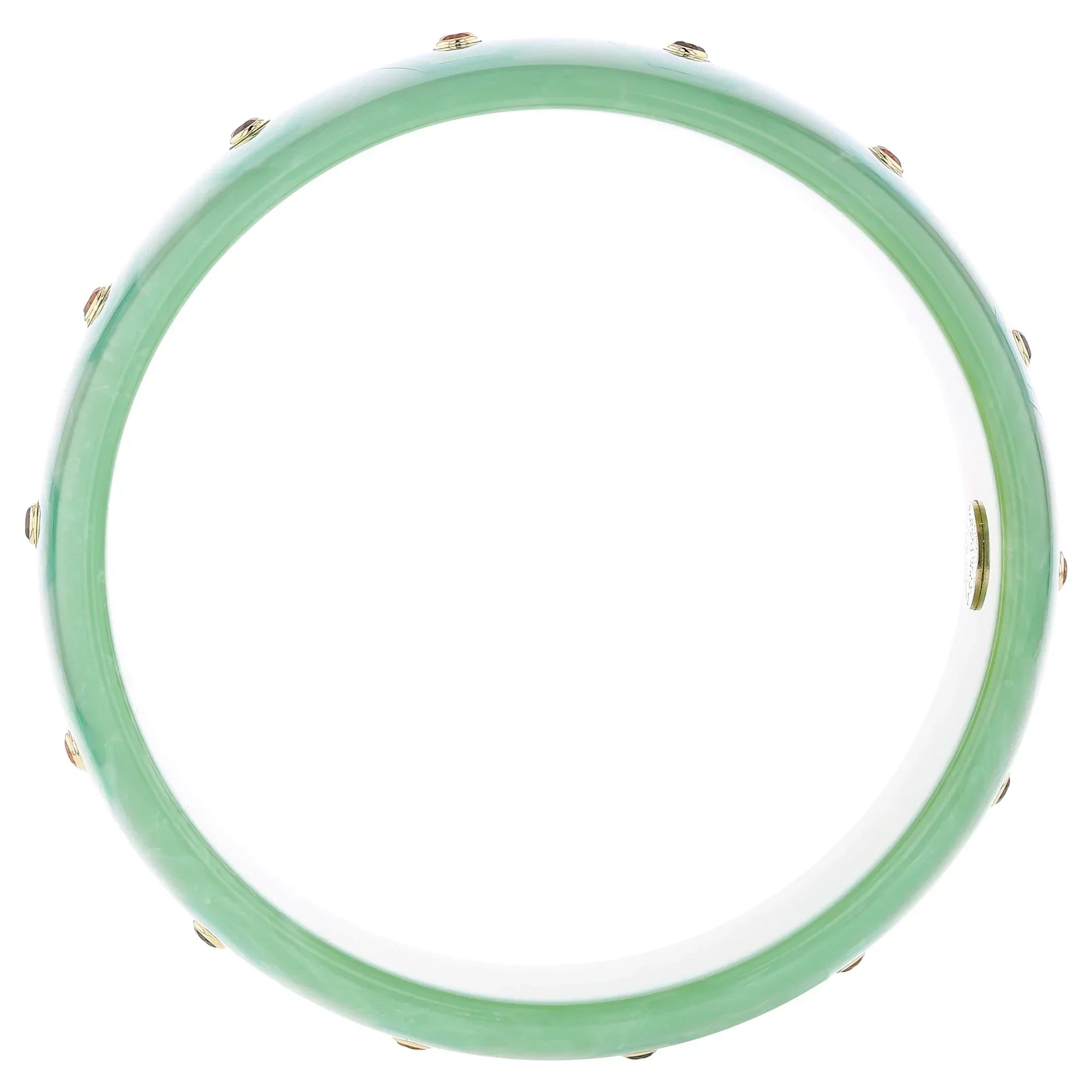 Brady Bangle | Soft green bakelite bangle with inlay and stones. 