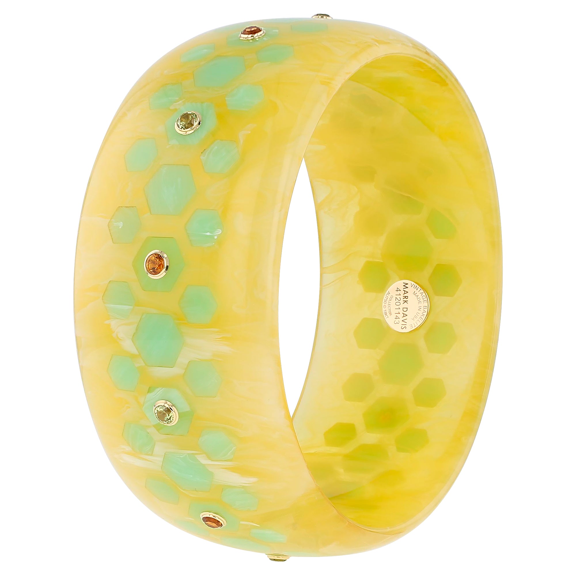 Calise Bangle | Bakelite with inlay and stones. 