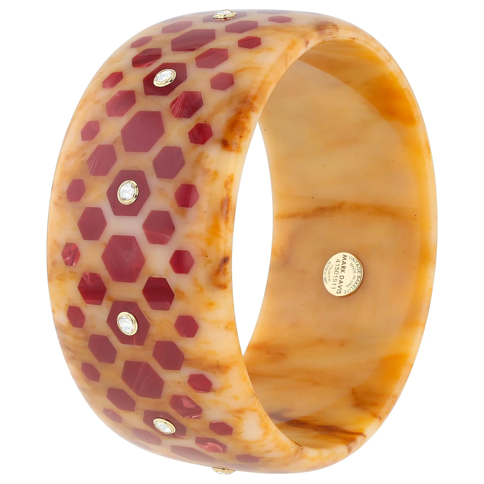 Calise Bangle | Bakelite with inlay and stones. 