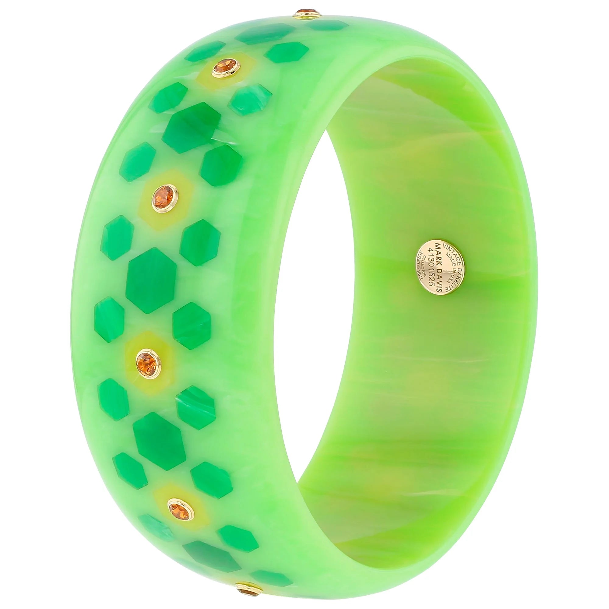 Calise Bangle | Bakelite with inlay and stones. 
