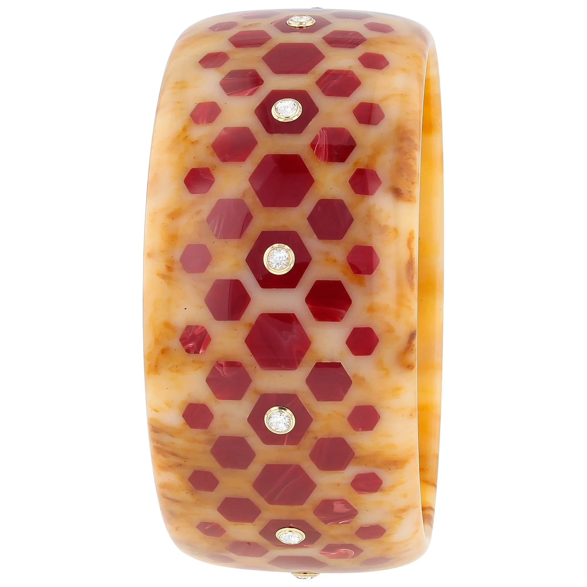 Calise Bangle | Bakelite with inlay and stones. 