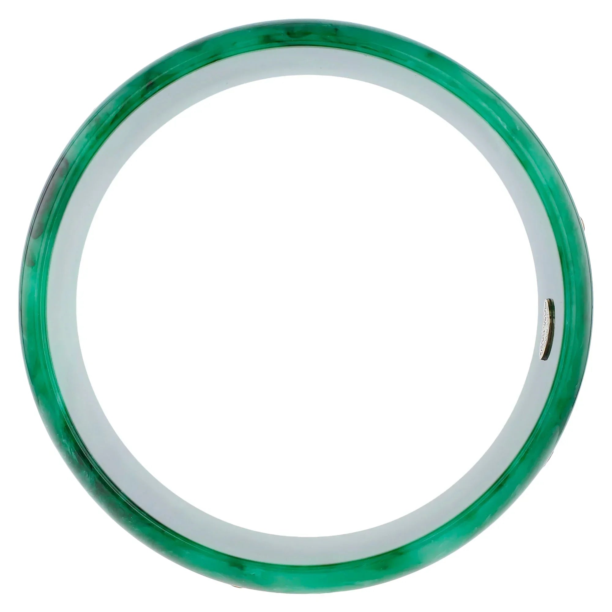 Camellia Bangle | Tonal green bakelite with inlay and stones.