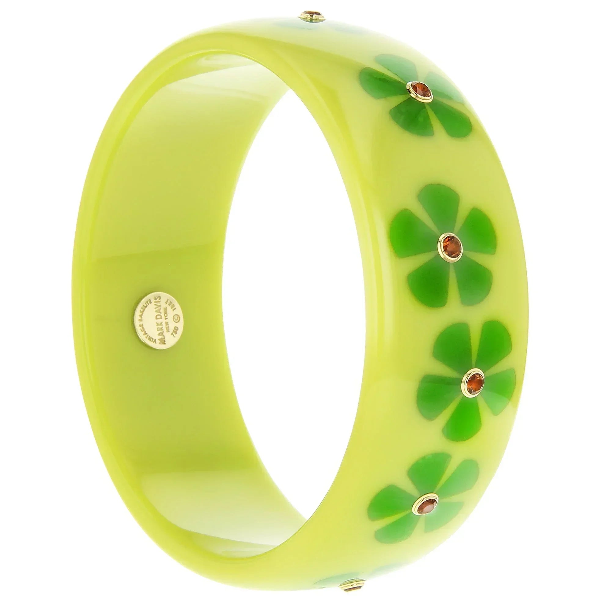 Camille Bangle | Charming bakelite with inlay and stones.