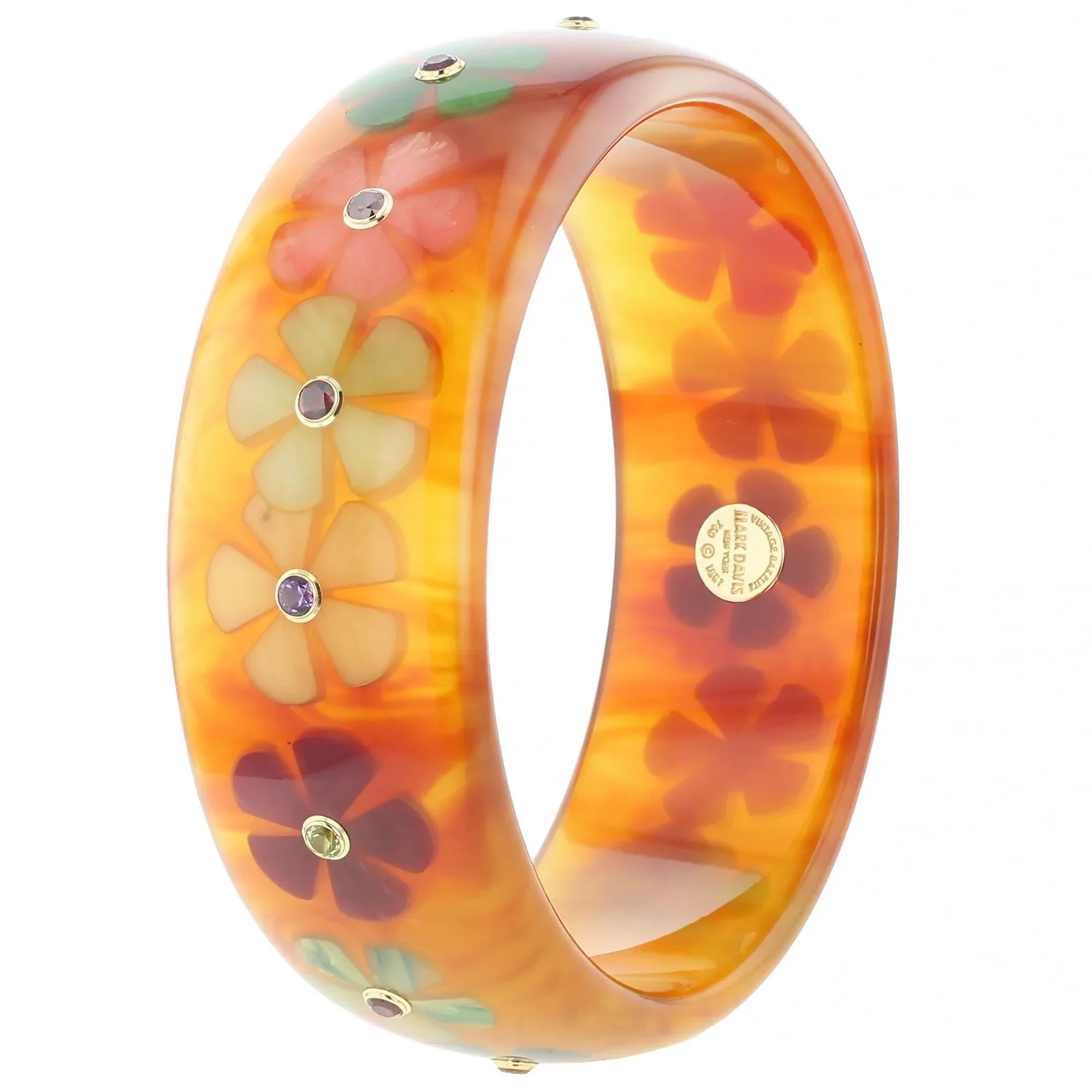 Camille Bangle | Rich tortoise bakelite with inlay and stones.