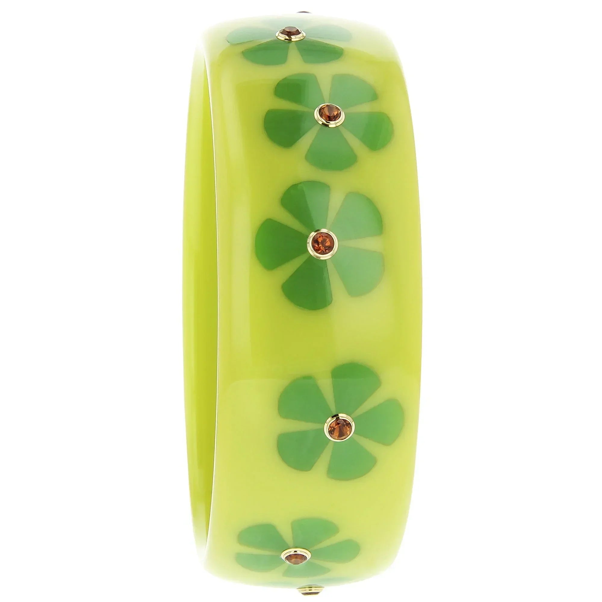 Camille Bangle | Charming bakelite with inlay and stones.