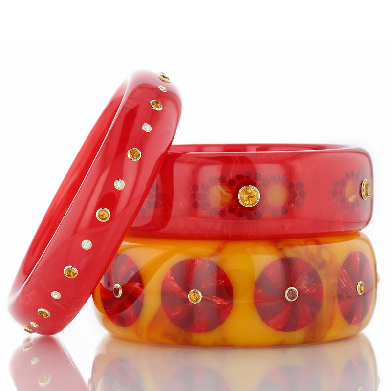 Candace Bangle | Bakelite With Inlay And Stones.