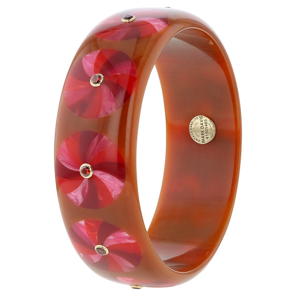 Candace Bangle | Bakelite bangle with inlay and stones, caramel brown.