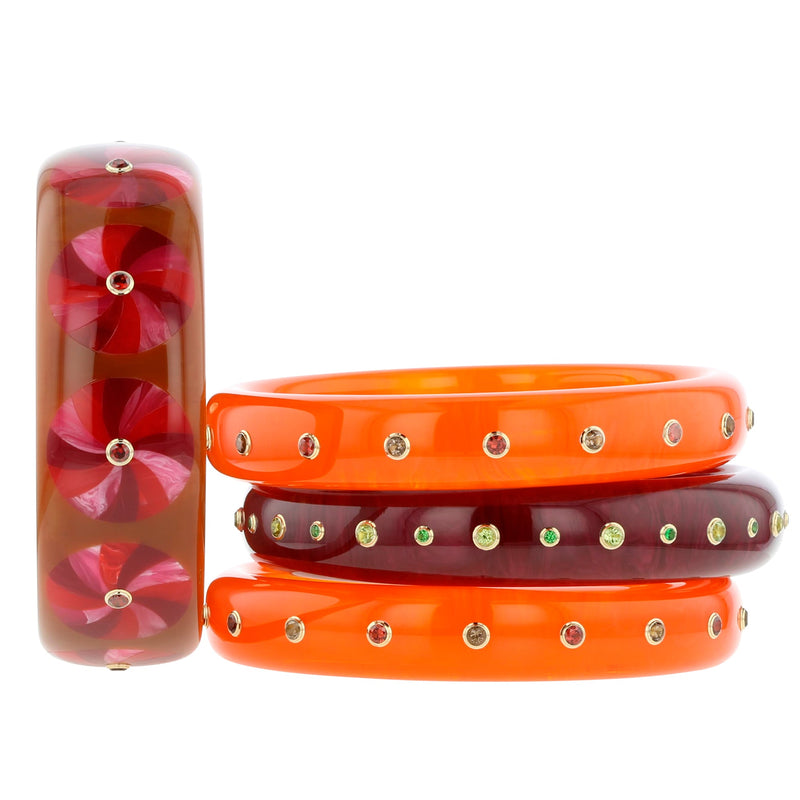 Candace Bangle | Bakelite With Inlay And Stones.
