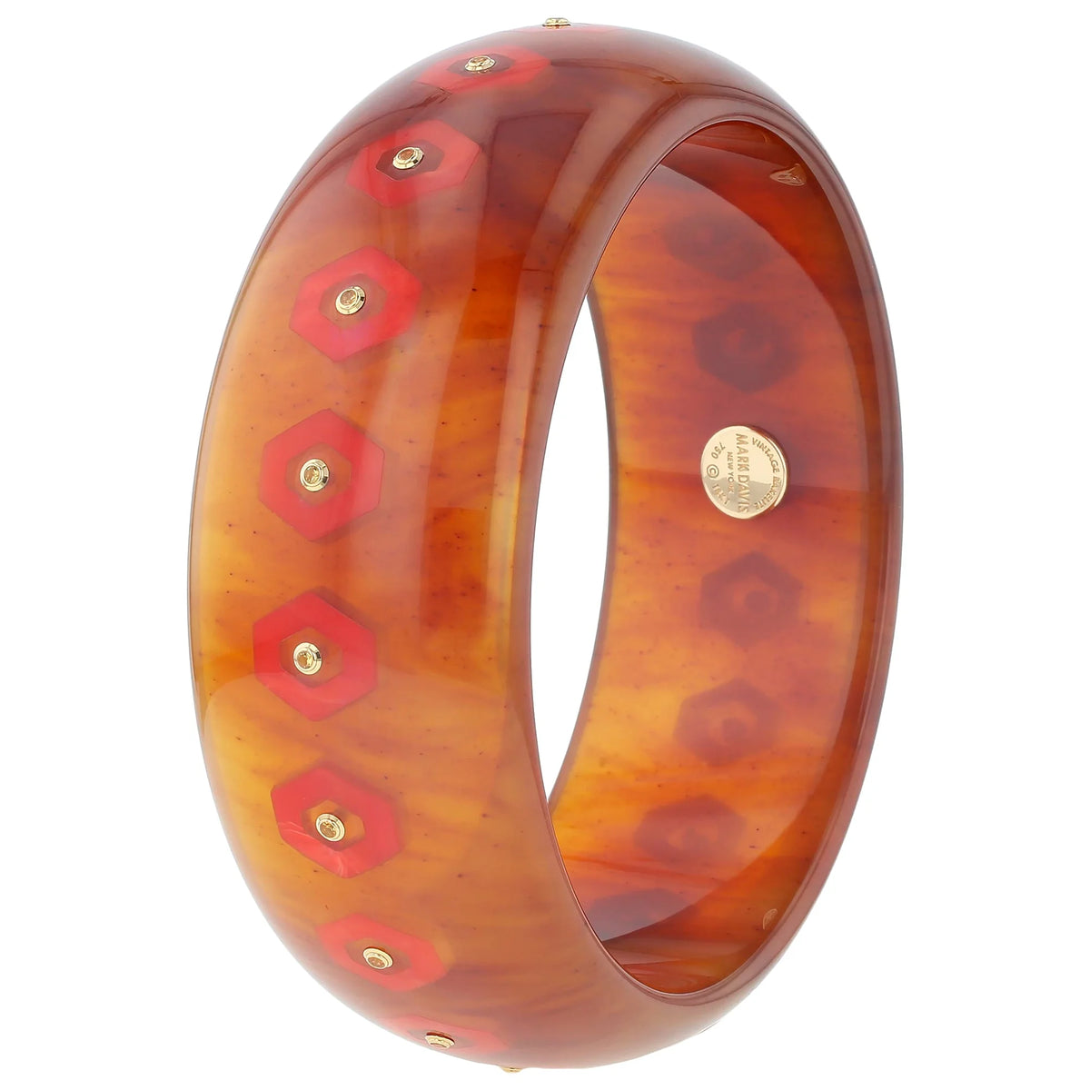 Cece Bangle | Bakelite with inlay and stones. 