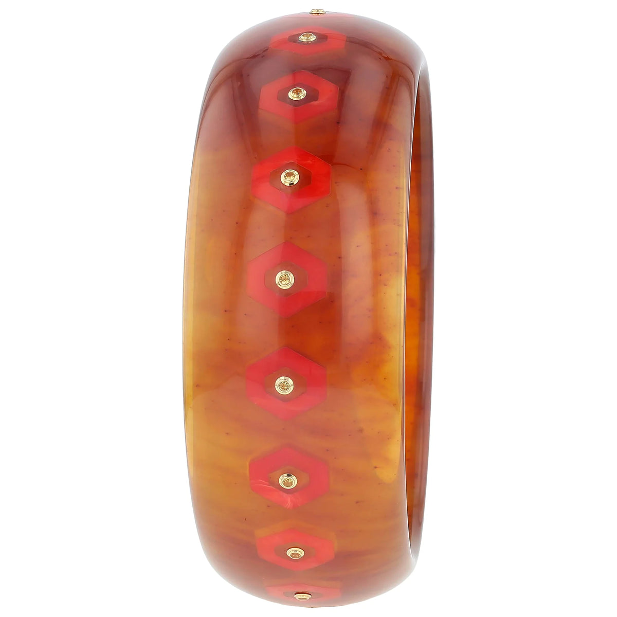 Cece Bangle | Bakelite with inlay and stones 
