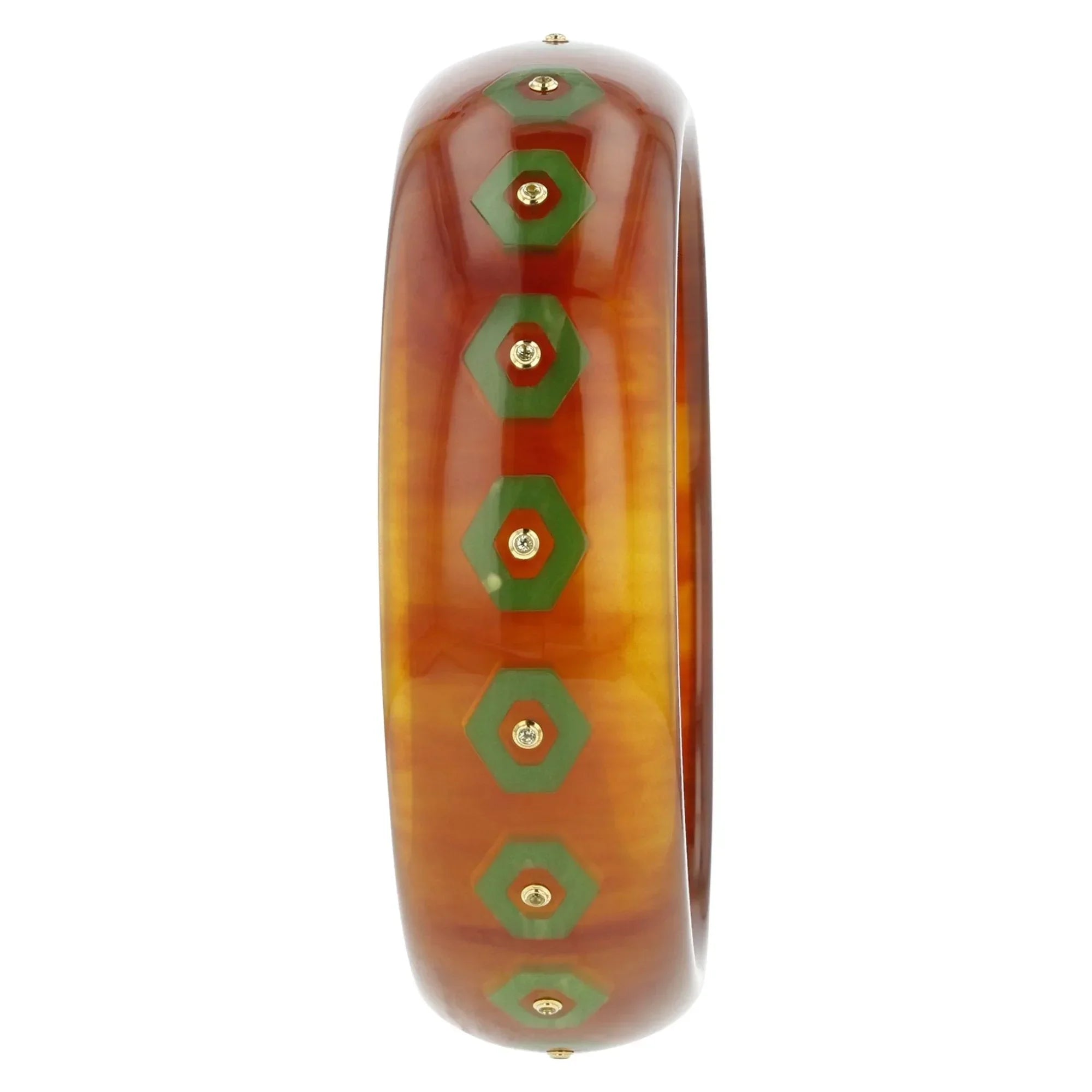 Cece Bangle | Caramel hued bangle with inlay and stones.