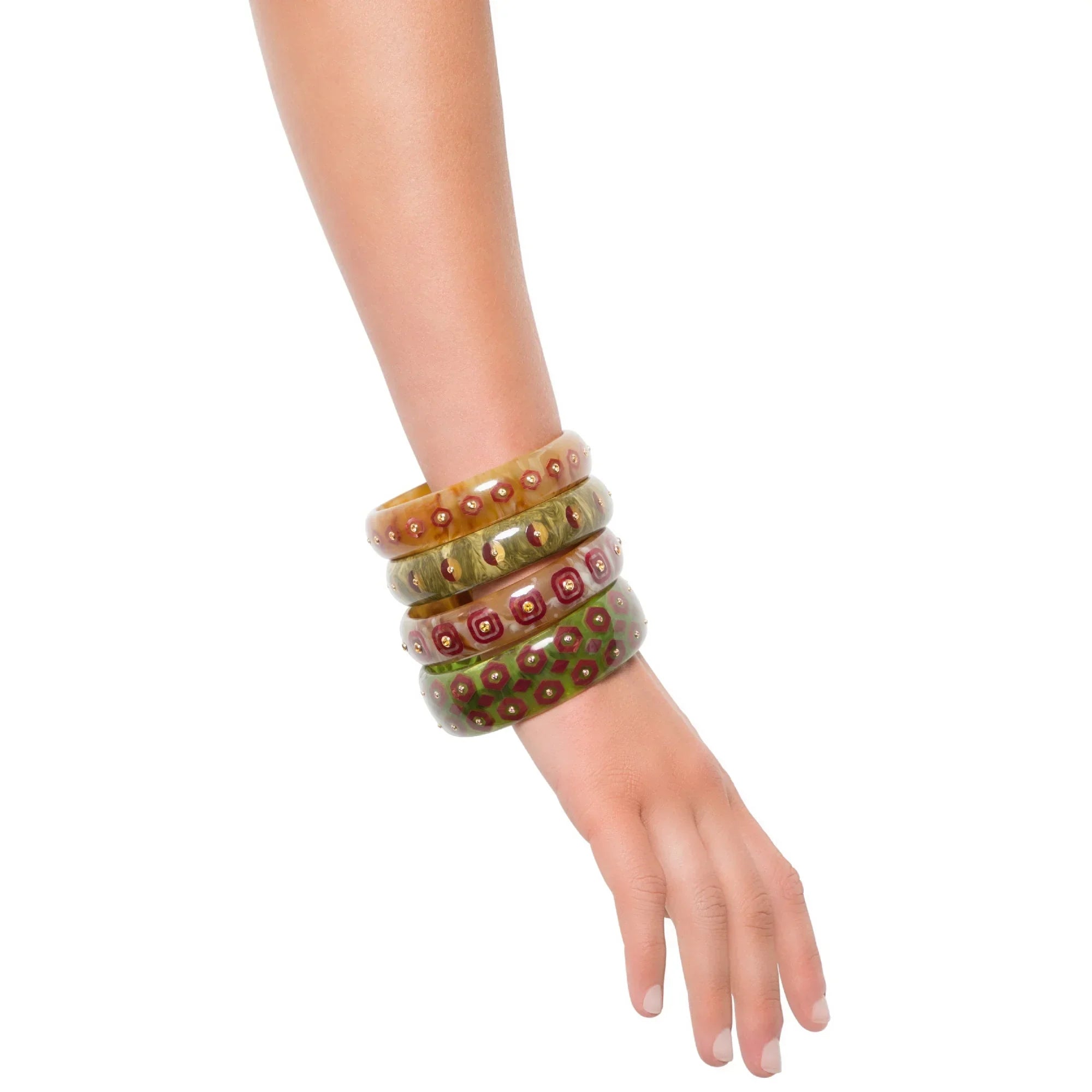 Cece Bangle | Blonde bangle with inlay and stones.