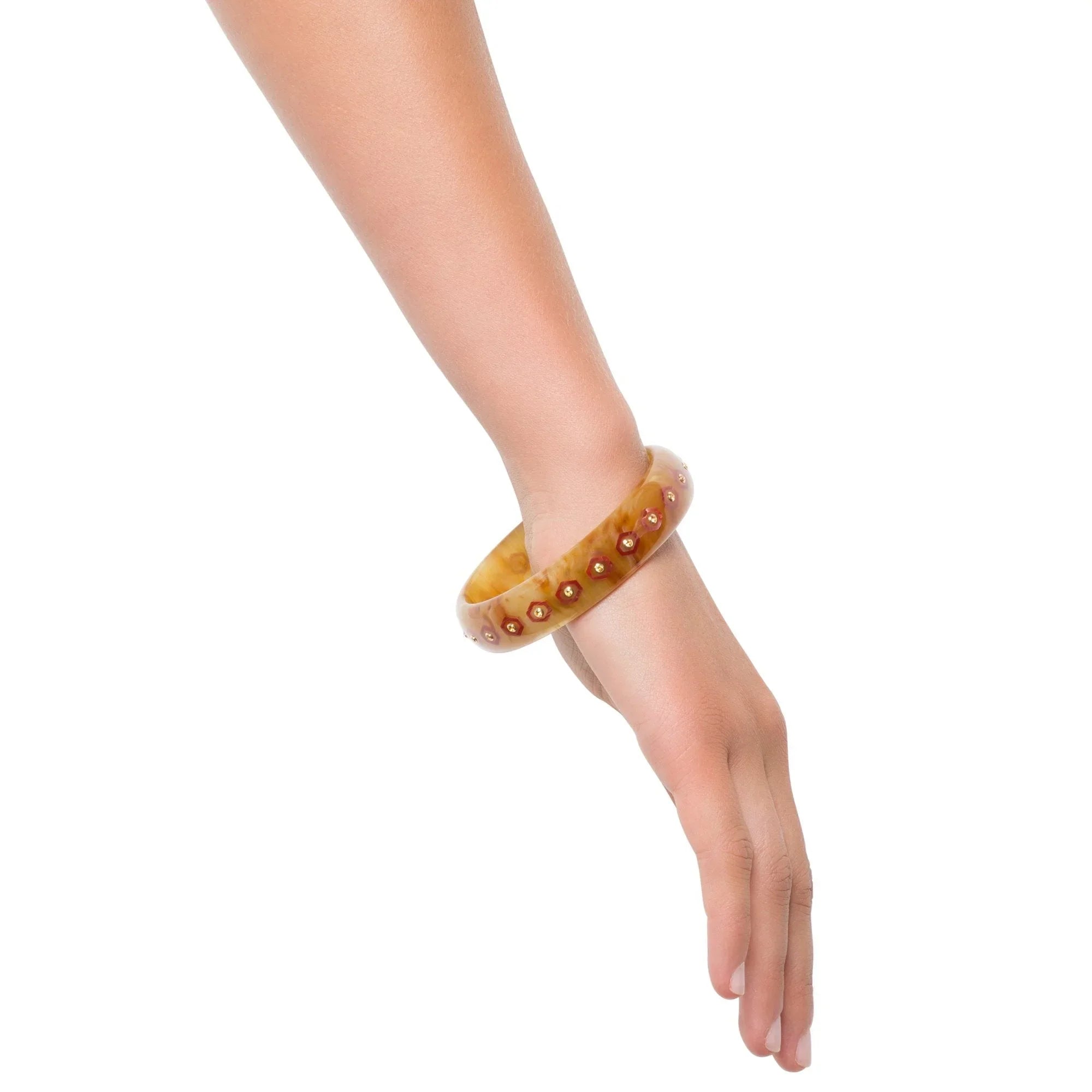 Cece Bangle | Blonde bangle with inlay and stones.