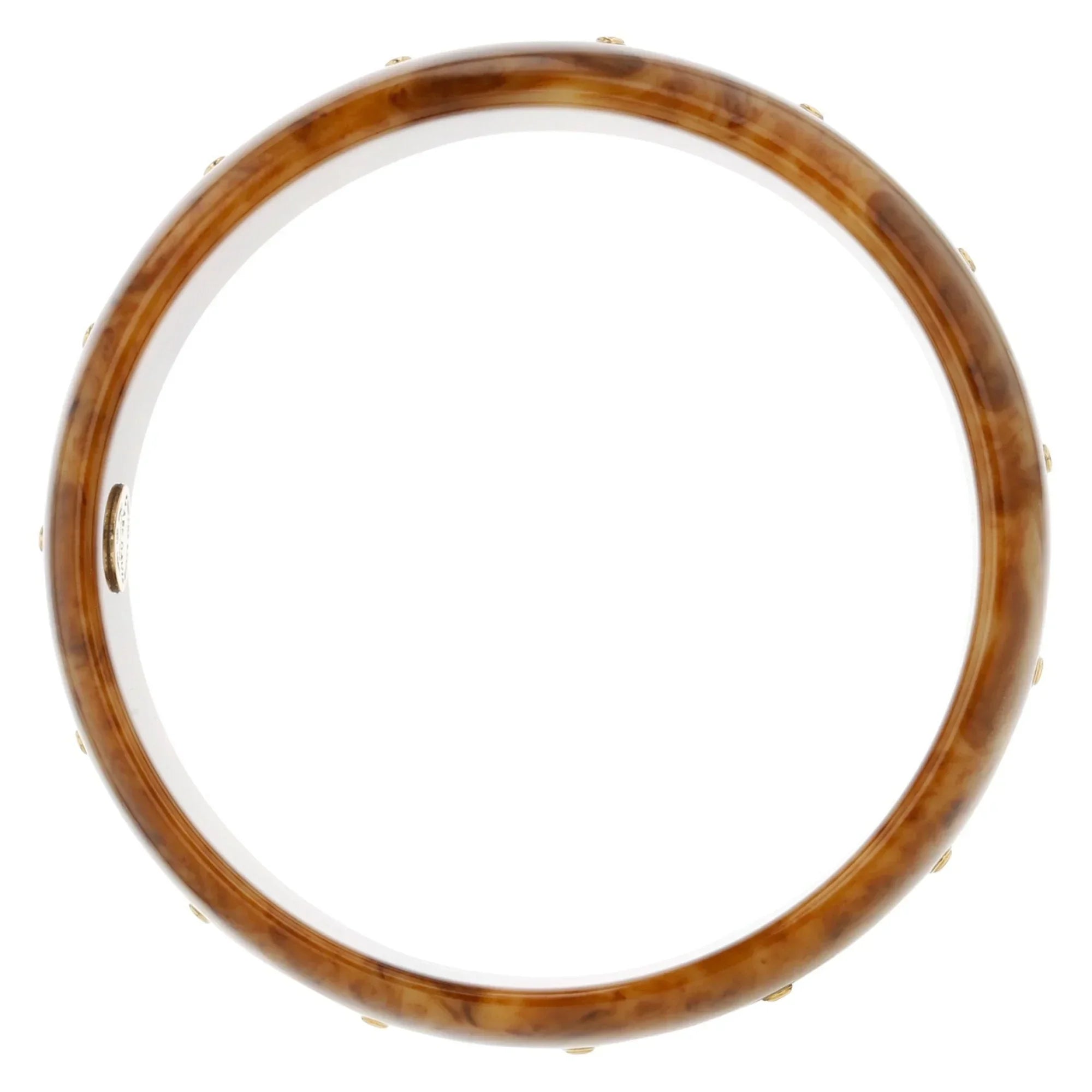 Cece Bangle | Cream and coffee marbled bangle with inlay and stones.