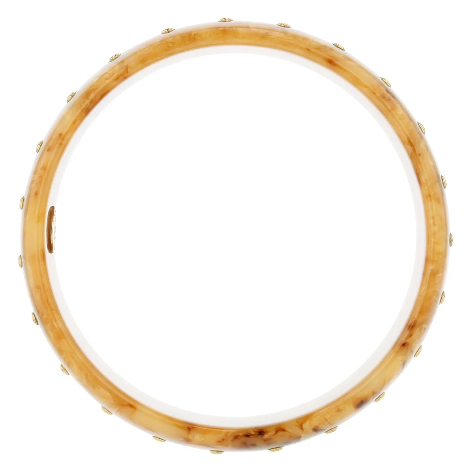 Cece II Bangle | Beige bangle with inlay and stones.