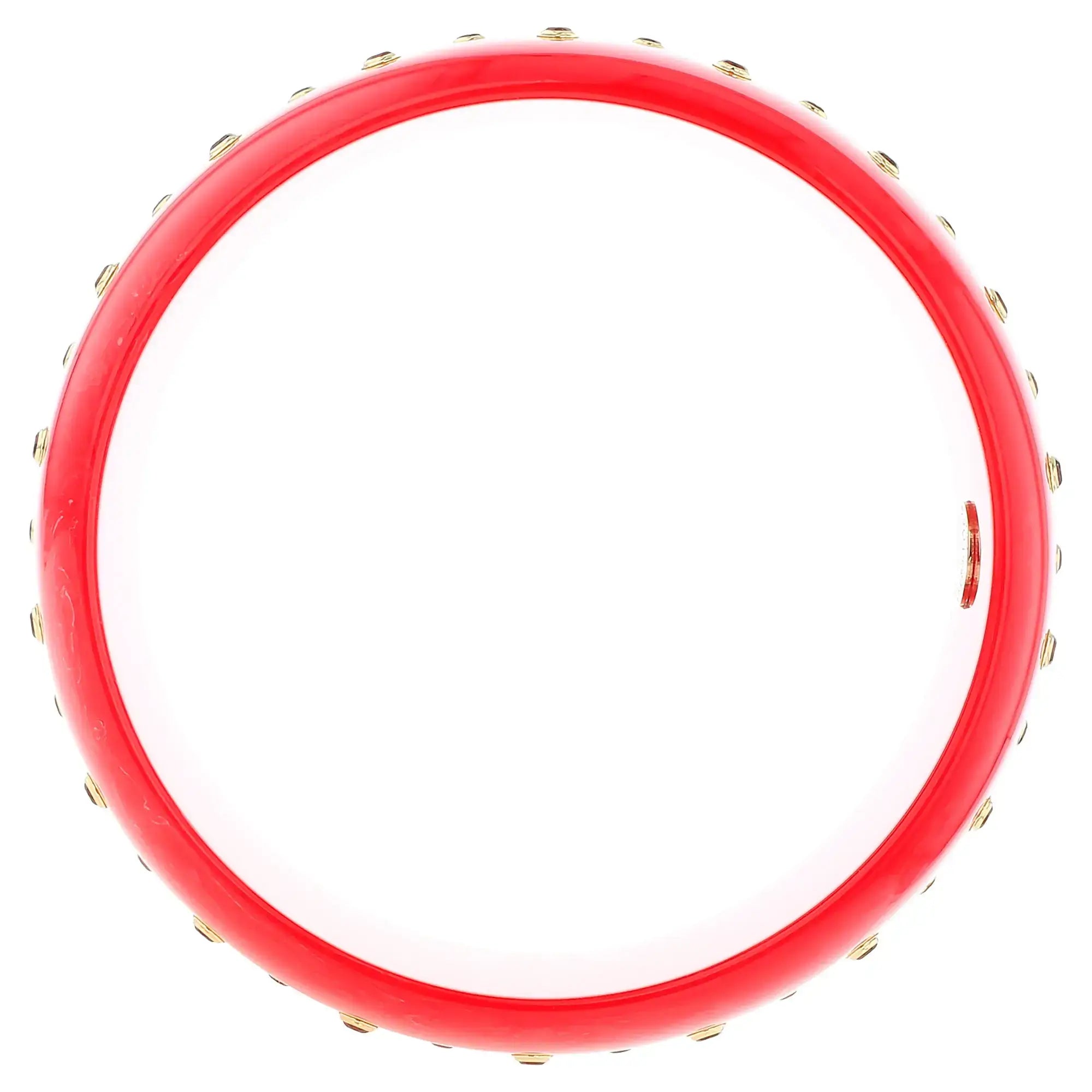Chelsea Bangle | Blush red bakelite with inlay and stones.