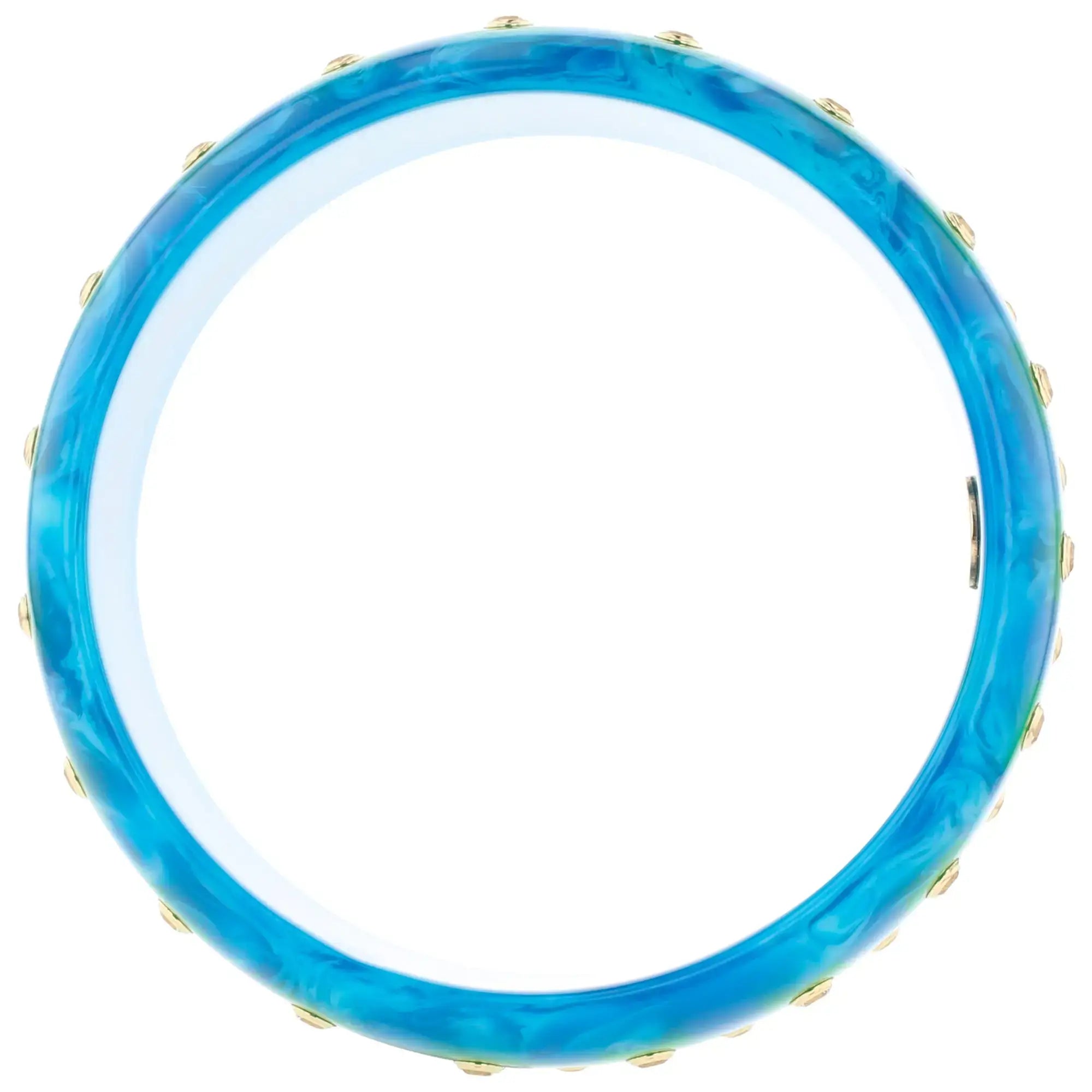 Chelsea Bangle | Aqua bakelite with inlay and stones.