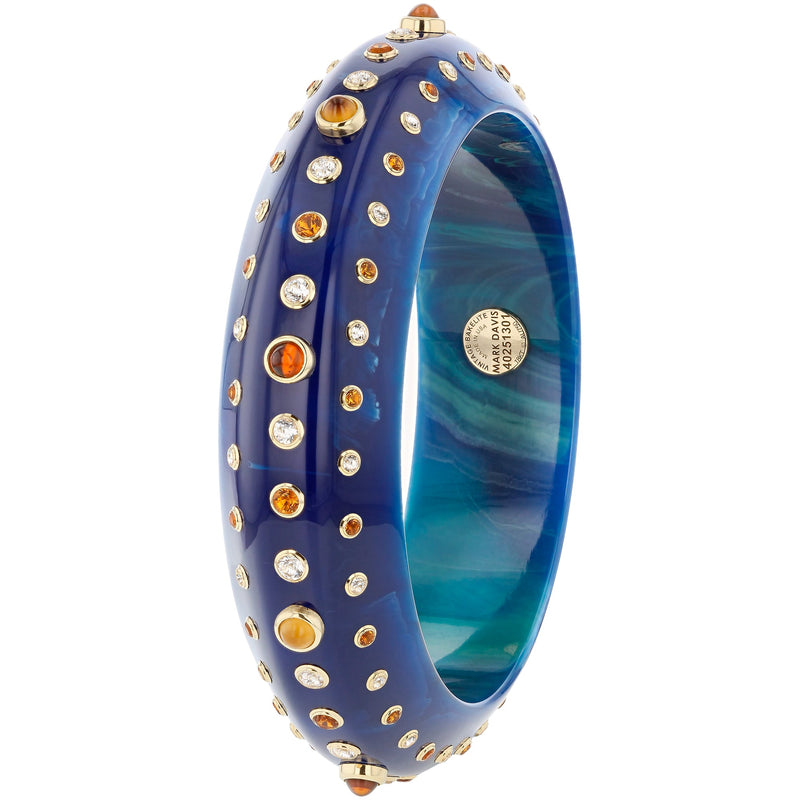 Claude Bangle | Edgy blue bangle with stones.